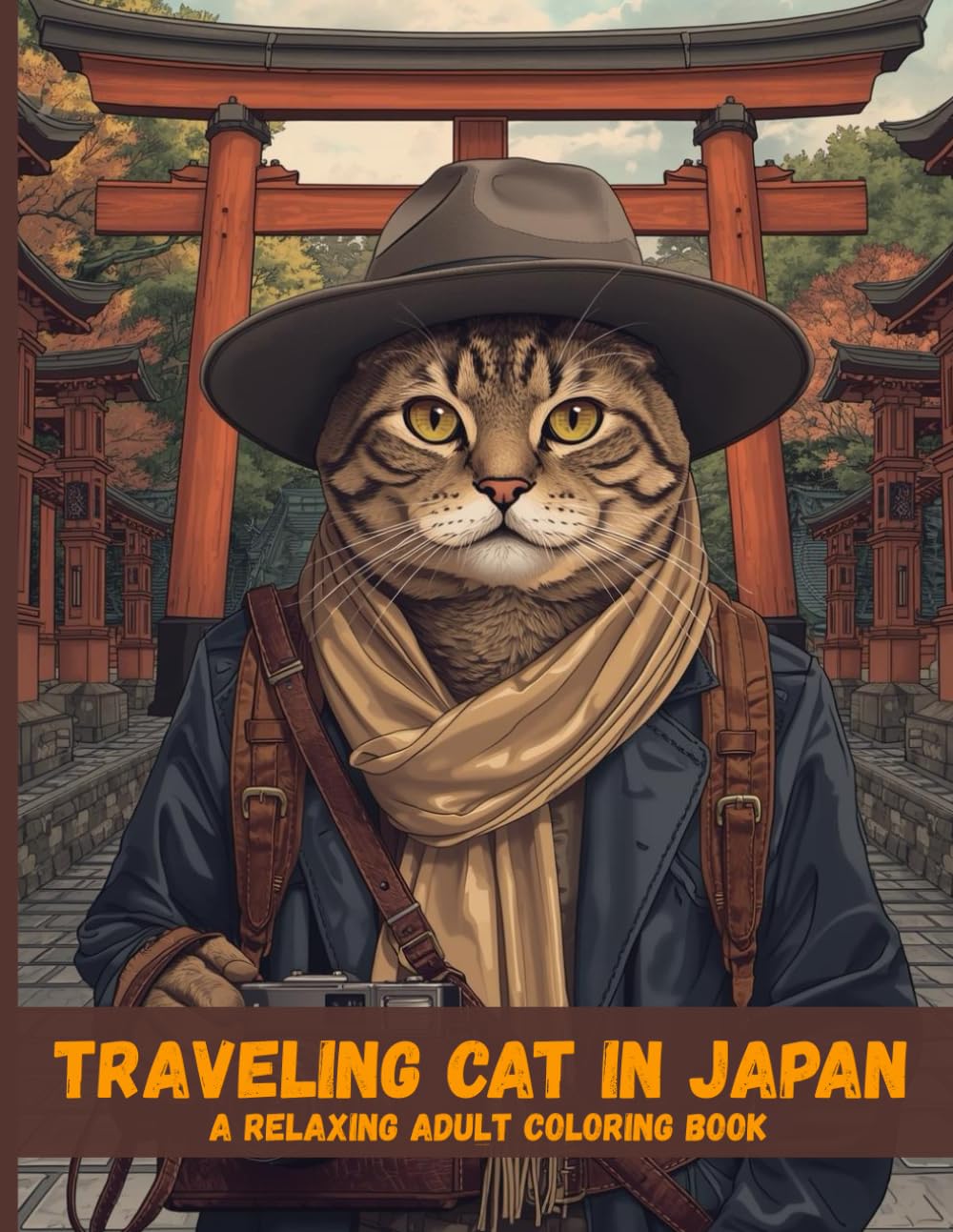 Traveling Cat in Japan: A Relaxing Adult Coloring Book: Peaceful Adventures, Japanese Landscapes, and Cozy Travel Moments to Color and Unwind