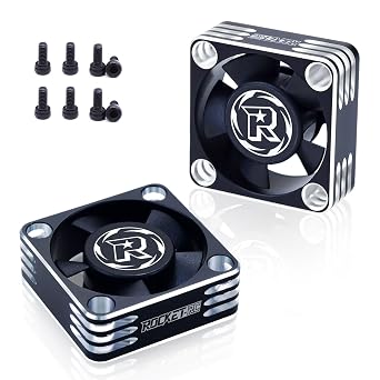 2Pack RC Motor Fan 30mm Rc Fan 28000RPM ESC Cooling Fan for RC Car 1/8 1/10 1/12 Scale 540 550 Brushless Motor Black Silver