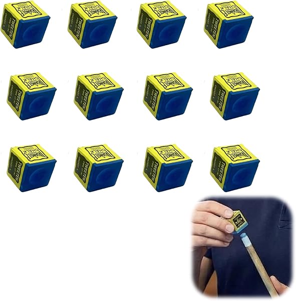 Zuahaly Juego Completo de tizas de Billar Gran Durabilidad - Set de 12 tizas Azules para una Mejor precisión y Control en el Juego, Ideal para Jugadores Profesionales y Aficionados - 1