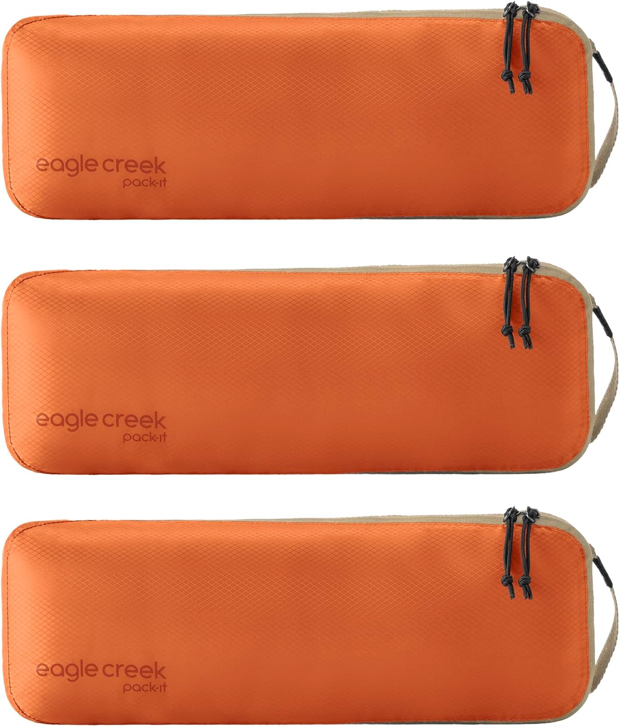 Eagle Creek Pack-It Isolate Slim Cube M/M/M Set - Minimalist Compact Travel Organizer for Hair Styling Tools, Belts & Small Items - Travel Accessories - Mandarin