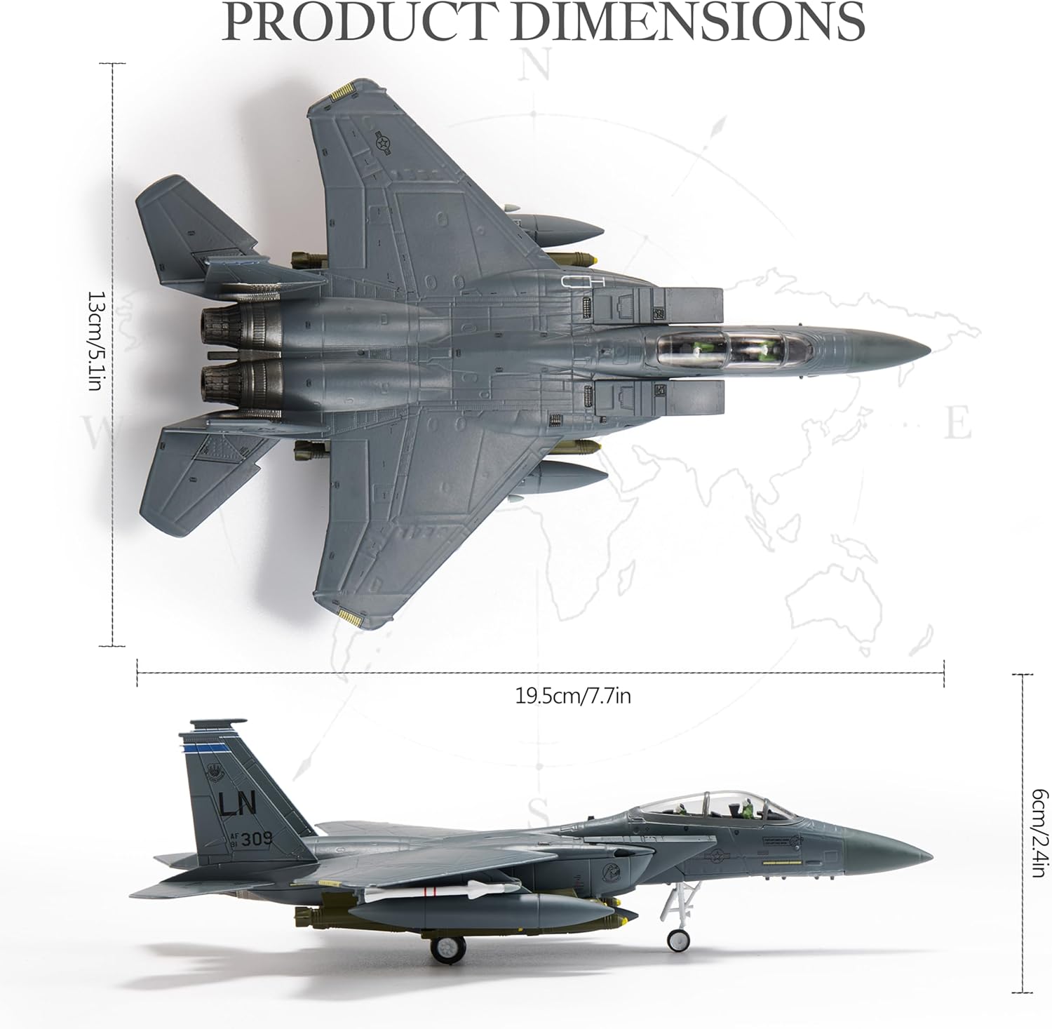 F-15E Strike Eagle Die-cast Airplanes-1/100 Scale Bomber LN Tail Metal Aircraft Model for Collector, Aviation Enthusiast-Premium Collectiable with Display Stand