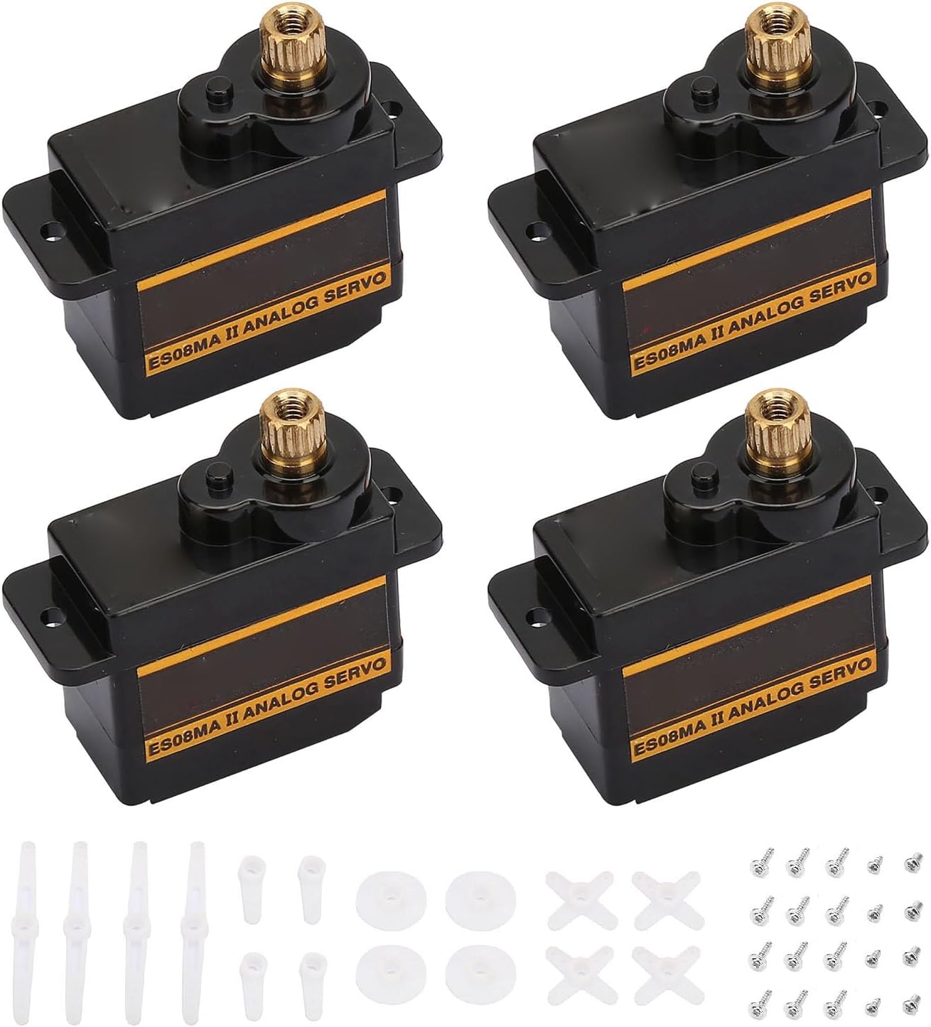 Fabater Micro Servo Motor, 4 Sets 12g Digital 2.8KG Metal Gear Mini Servo, ES08MAII Metal Geared Motor Kit for RC Robot Car Plane Helicopter, Fit for Futaba, JR