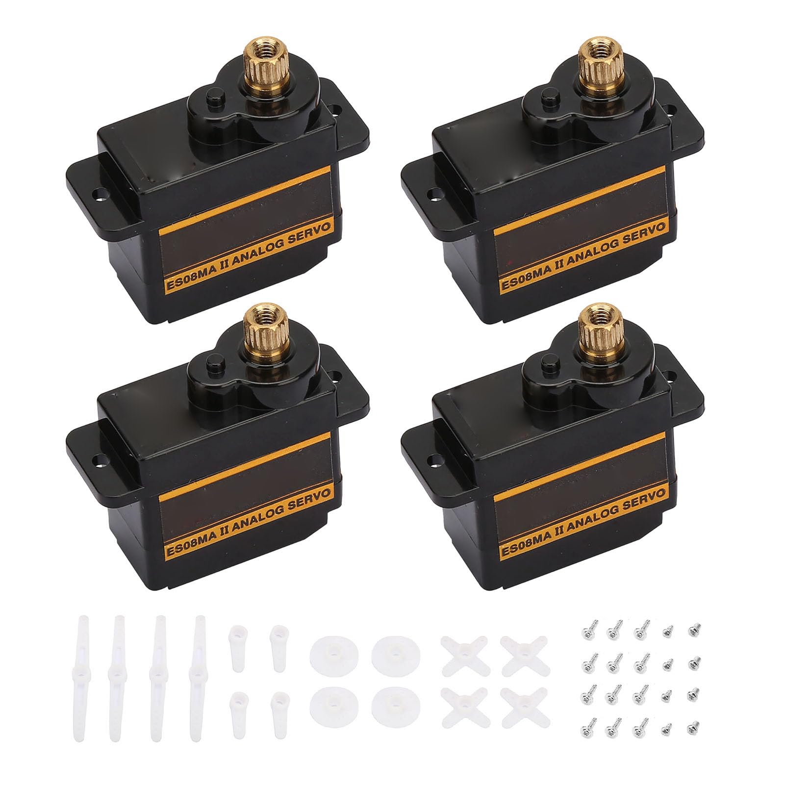 Fabater Micro Servo Motor, 4 Sets 12g Digital 2.8KG Metal Gear Mini Servo, ES08MAII Metal Geared Motor Kit for RC Robot Car Plane Helicopter, Fit for Futaba, JR