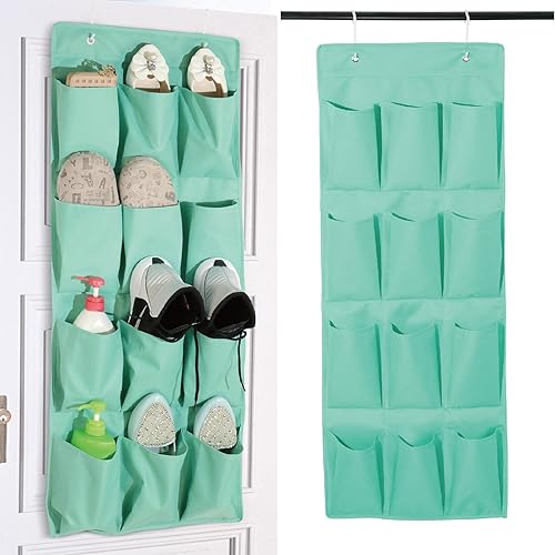 Organizador de zapatos sobre la puerta, soporte de almacenamiento colgante con 12 bolsillos grandes para puerta de armario, zapatos para hombres,