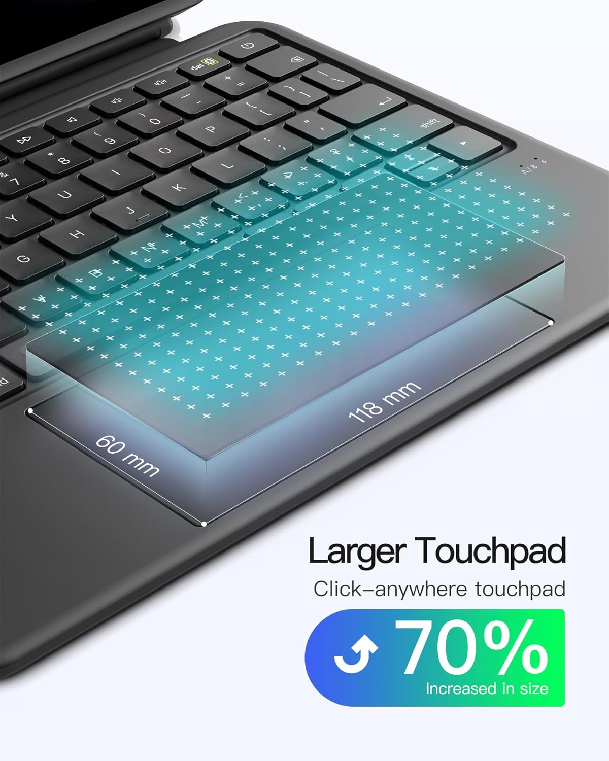 Inateck AceTouch Protective Keyboard Case for iPad Air 11-inch (M4 2026/M3 2025/M2 2024) & iPad Pro 11/Air 5th/4th, Detachable Keyboard with 5.1" Larger Touchpad, with Pencil Holder,QWERTY