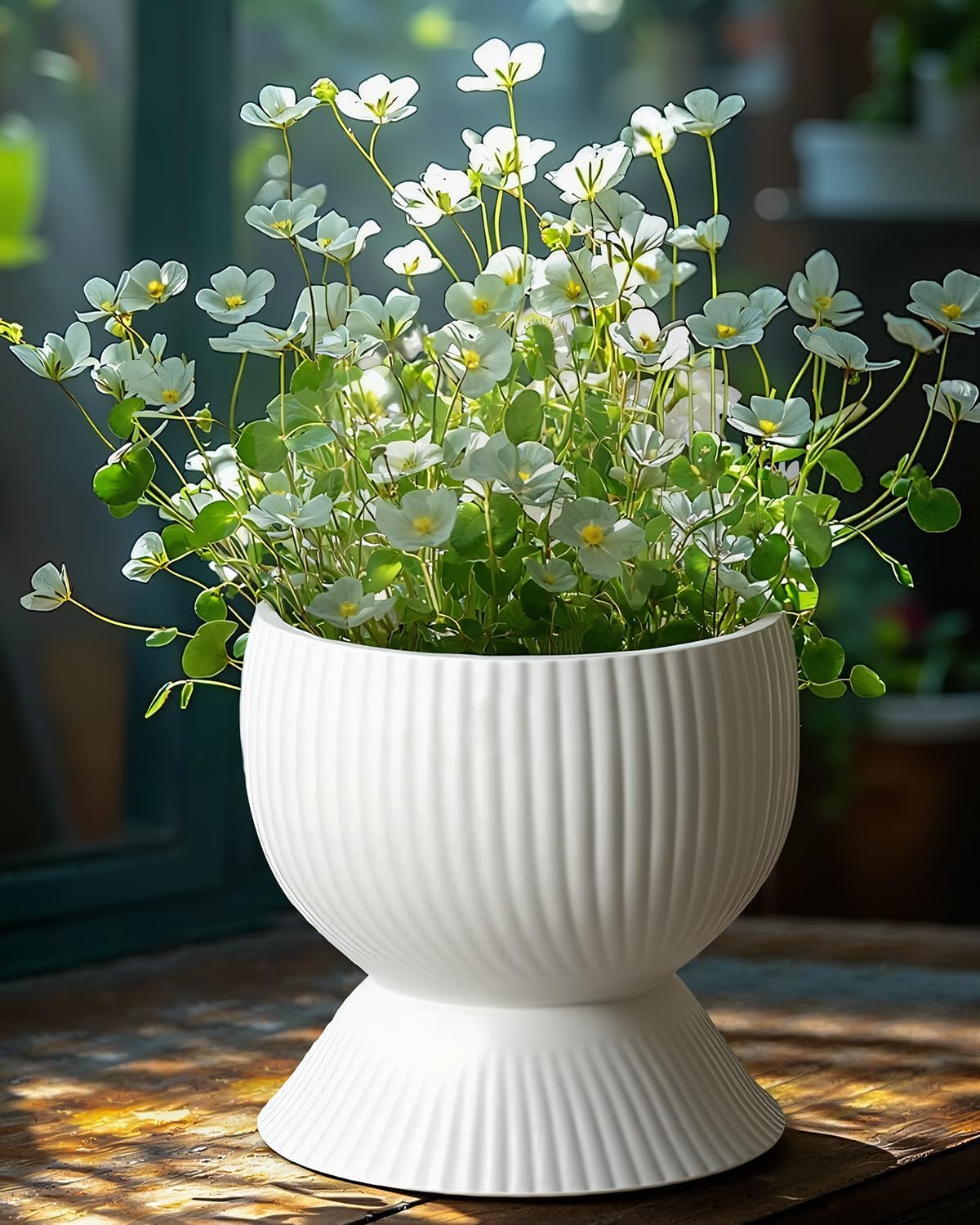 OXART Ceramic Plant Pot, 6.7 Inch Modern Planters for Indoor Plants, Large Indoor Pots for Plants with Drainage Holes, Flower Pot, Decorative Pots for Flowers & Herbs, White