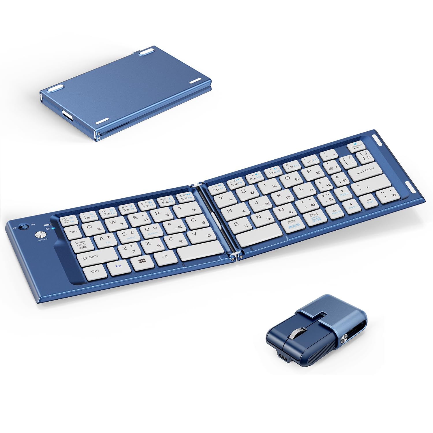 キーボード ワイヤレス マウスセット 【2026 折りたたみ・JIS日本語配列】 Bluetooth 5.3 無線 マウス付き 3台同時切替接続 USB Type-C充電 軽量 静音 コンパクト 収納ケース付き 1本2役充電ケーブル付き Windows Mac iPad iPhone Android ChromeOS Surface対応 テレワーク オフィス 出張 持ち運び