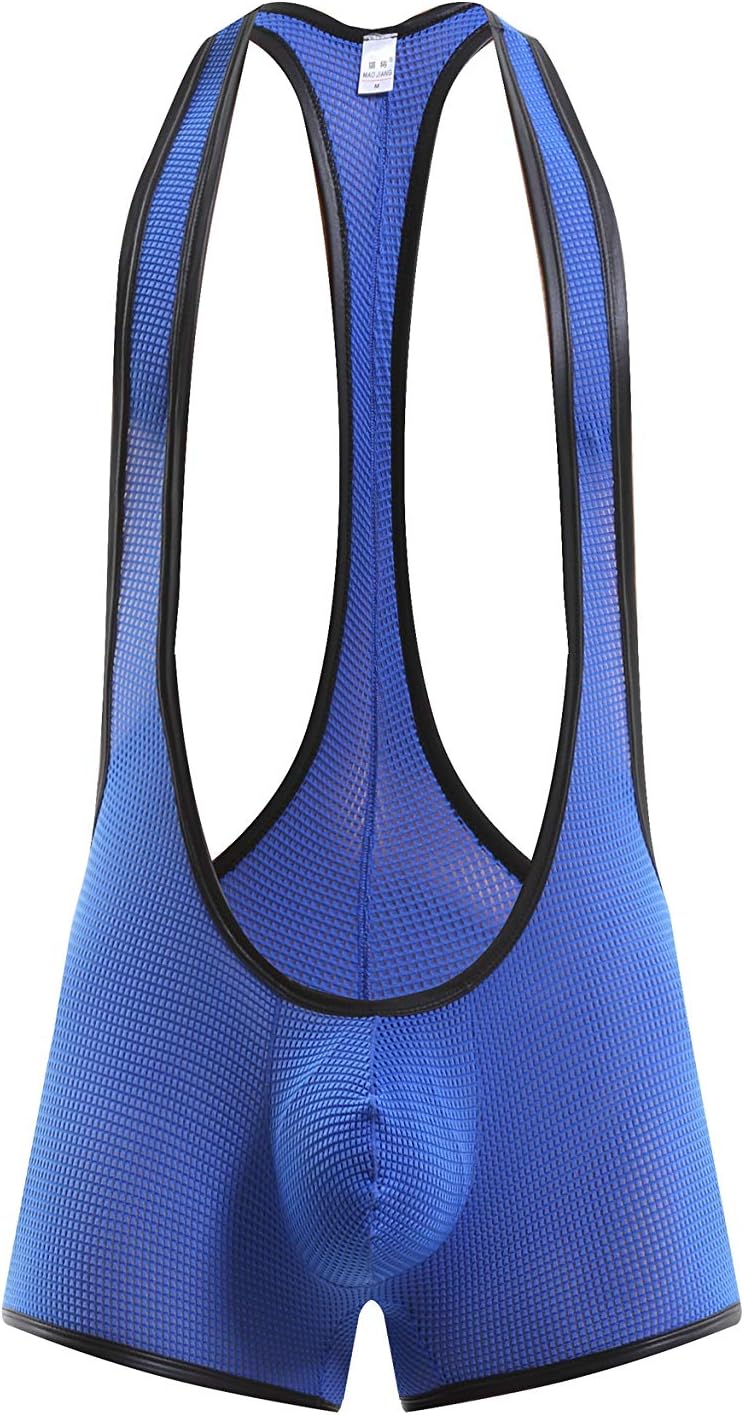 Swbreety Men's One-Piece Mesh Bodysuit Jockstrap Wrestling Singlet Underwear