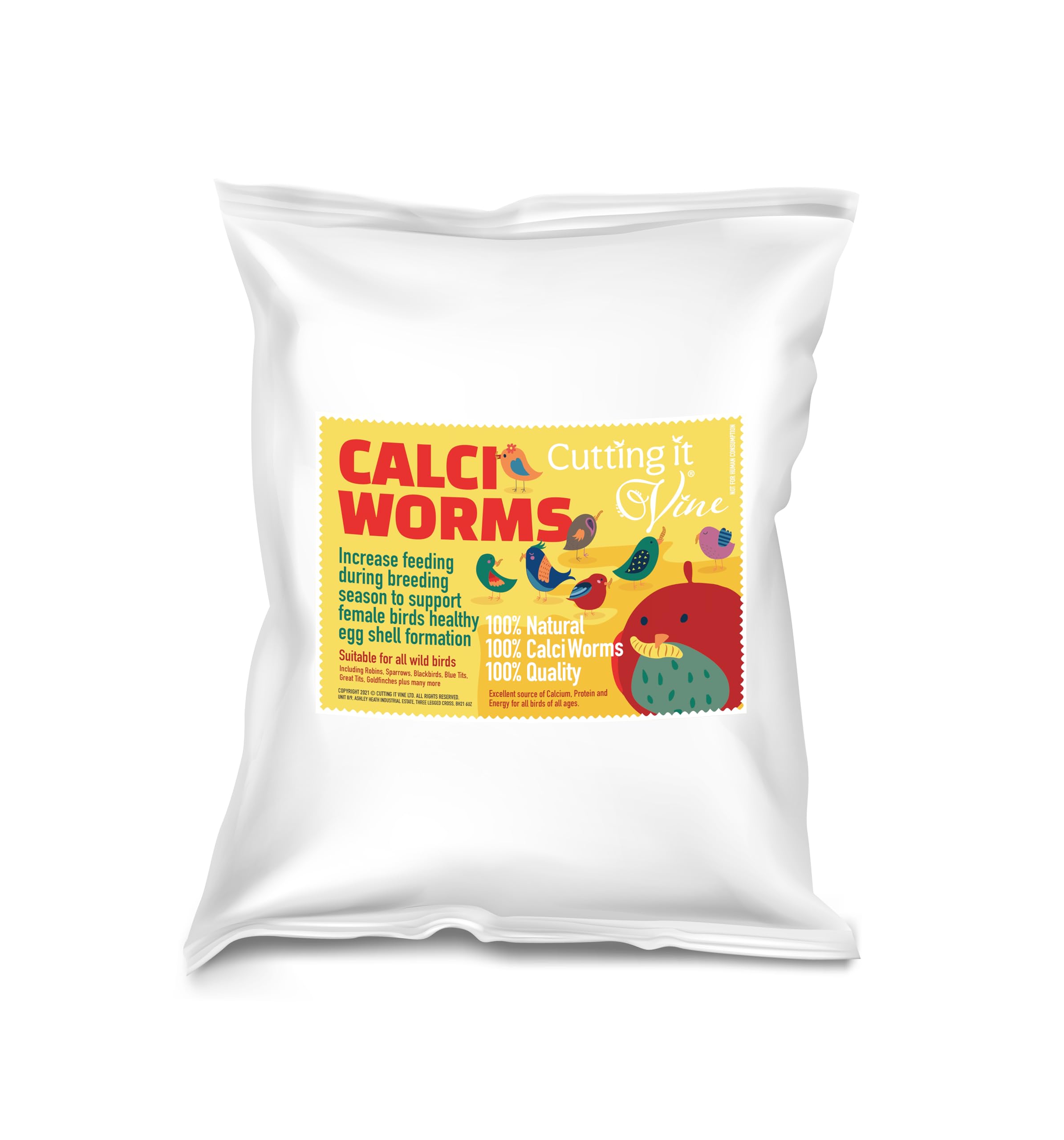 Cutting It Vine Premium Dried Calciworms for Wild Birds, 10L (2 x 5L Bags), Natural Bird Food, High In Calcium, All Life Stages
