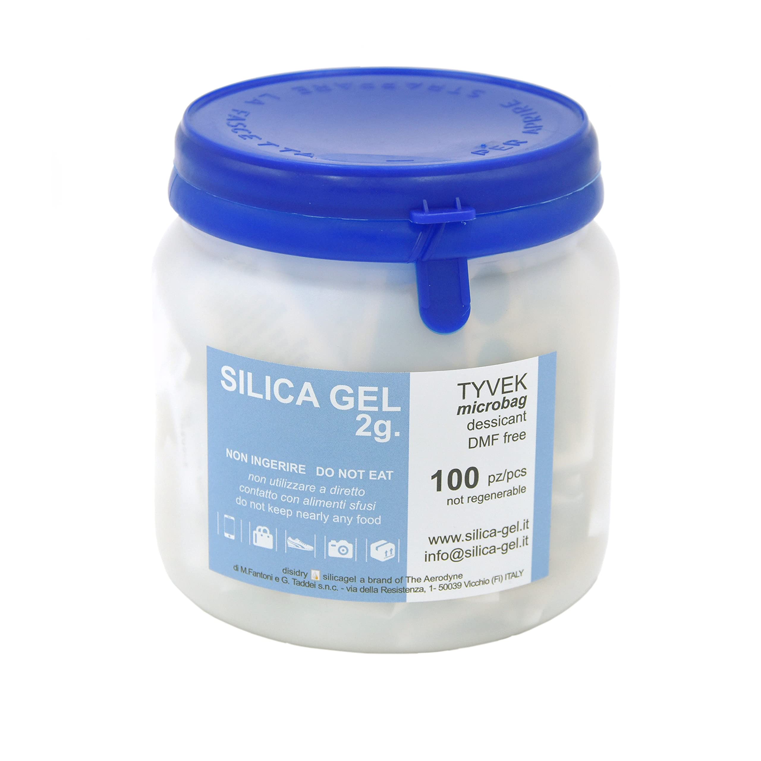 SILICA GEL 100 x 2 g TYVEK Sachets in total dust seal- dimethylfumarate and Dust-Free