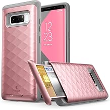 Galaxy Note 8 Case, Clayco Argos Series Premium Hybrid Protective Wallet Case for Samsung Galaxy Note 8 Built-in Credit Card/ID Card Slot Rosegold