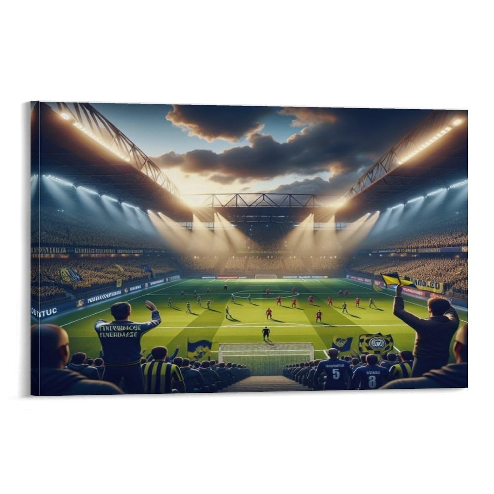 CPLVKWRQJ Soccer Stadium Night 1 Piece Bright Stadium Fans Cheer Match Sunset Wall Art Pieces - Nursery Canvas Wall Hanging Space Saving Ready to Hang Decor 20x30inch(50x75cm)