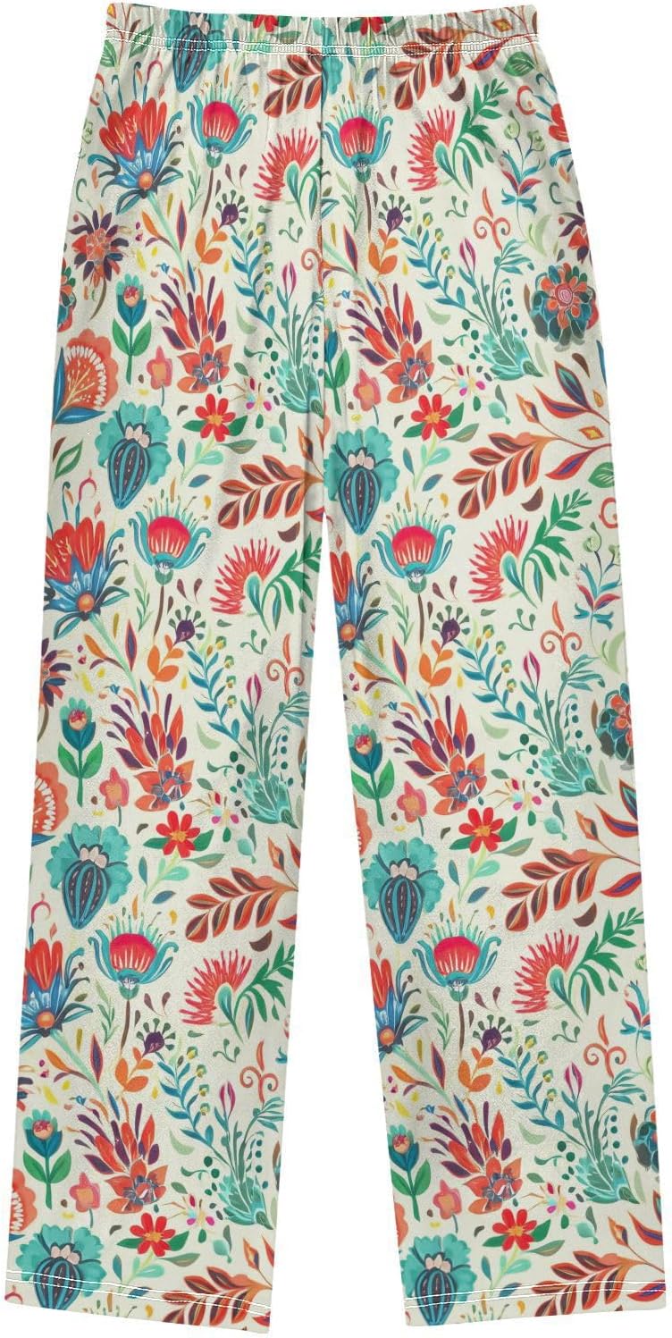 J JOYSAY Flower Blossom Foliage Pajamas Pants Soft Long Pajama Bottoms Lounge Sleep Pants Size S-XL