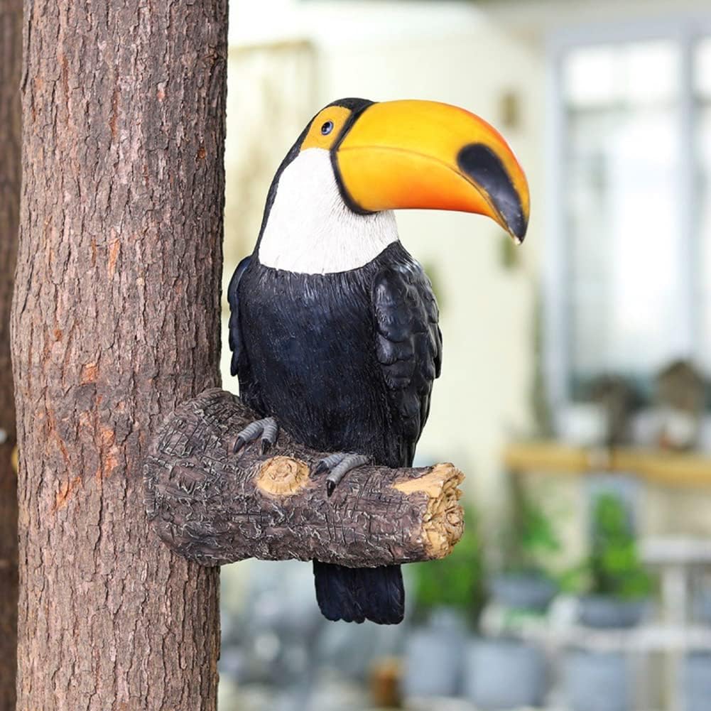 NORHOR Garden Statues, Simulation Toucan Figurine, Resin Fake Birds Crafts, Tree Hanging Pastoral Decoration Pendant - Image 5
