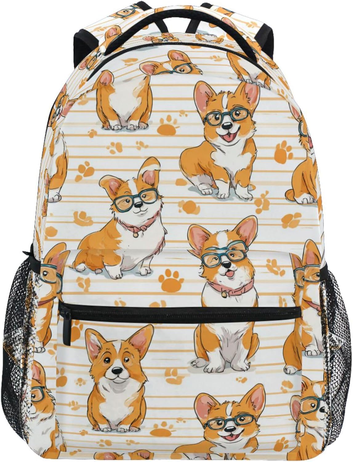 Vdsrup Lovely Corgi Dogs Backpack for Girls Kids Boys Cute Animals Pupyy School Backpacks Waterproof Student Laptop Book Bag College Carrying Bags Casual Durable Lightweight