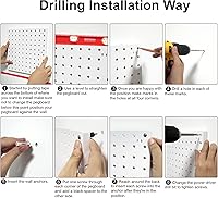 Vista 3 de Paneles organizadores de pared con tablero perforado, multihabitación, fácil de instalar (4 unidades)