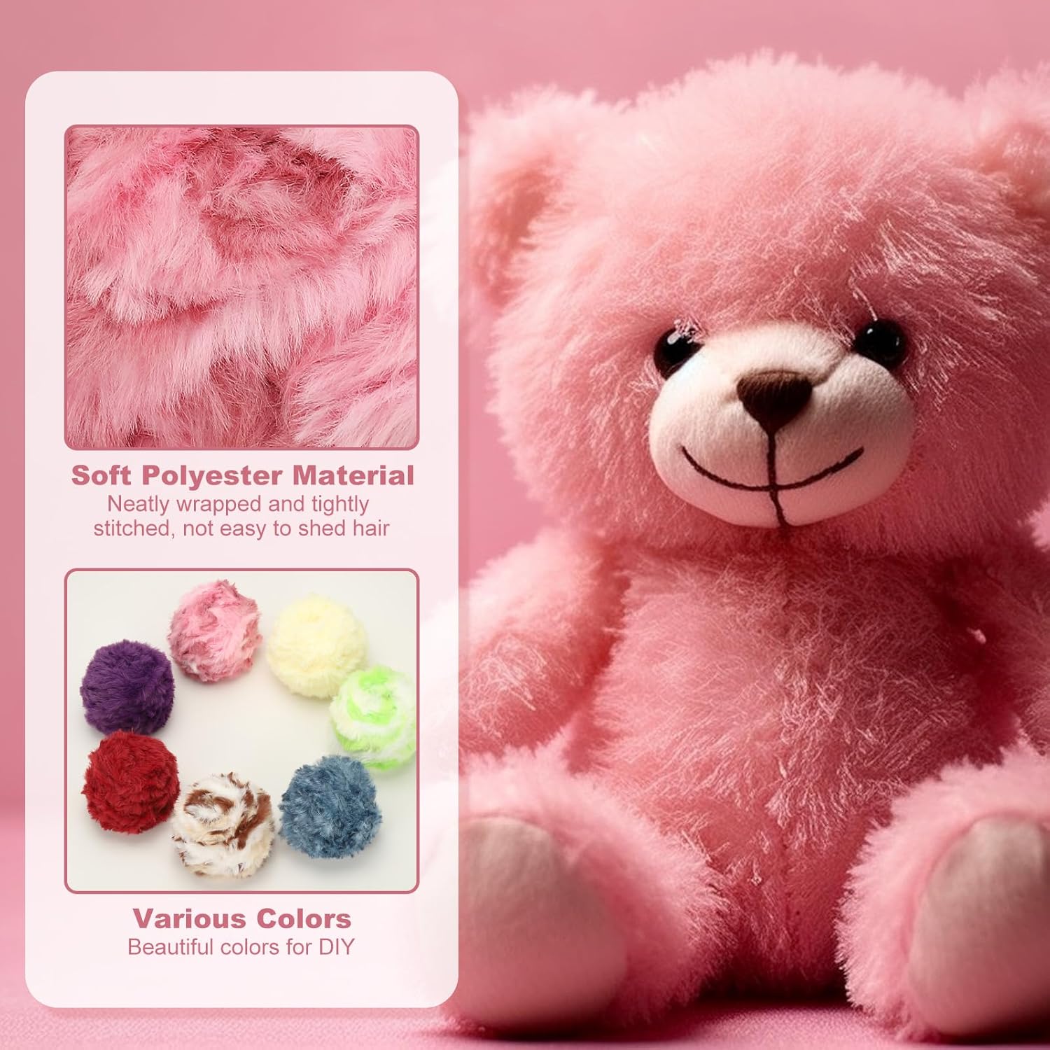 PATIKIL 35yds Faux Fur Yarn, 6 Skeins 0.6" OD 50g Soft Fuzzy Yarn Crochet Fluffy Chunky Polyester Plush Fur for Crocheting and Hand Knitting Shawls Hat Blanket Rug, Blue White