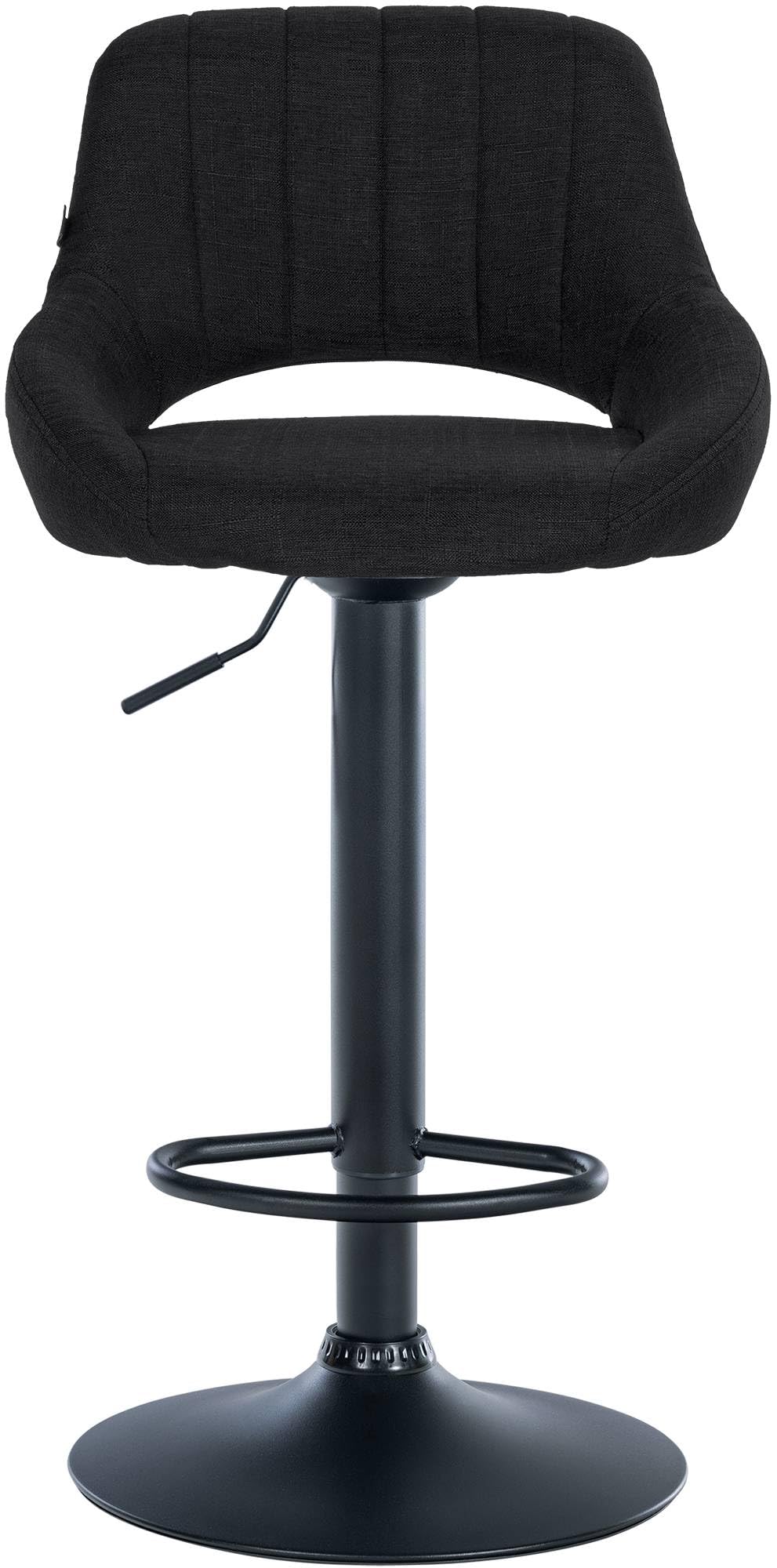CLP Tabouret de Bar Milet reglable en Hauteur avec Dossier, Chaise de Bar rembourree en Tissu, pivotante, Structure Metallique, Couleur:Noir, Couleur du Cadre:Noir
