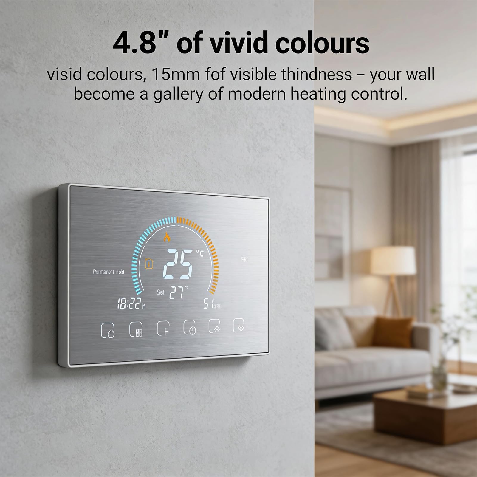 Termostato Acqua WiFi Programmabile, Display Meteo UV Umidità | Montaggio Parete 5A 95-245VAC, compatibile Alexa e Google Home, regolatore programmabile riscaldamento acqua
