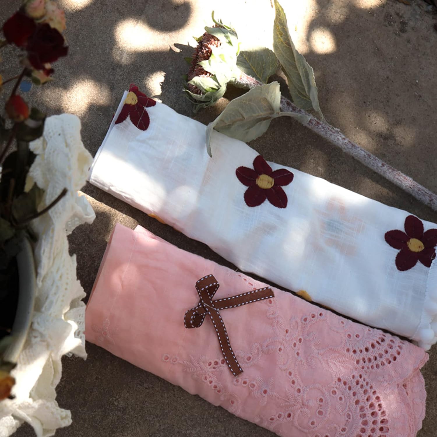 Modern Tiers Curtain,Pink Hollow Lace Curtains with Embroidery,Kitchen Curtain Country Style,Translucent Café Curtain,Bistro Curtain with Rod Pocket,Kitchen Cupboards Short Curtains Valance