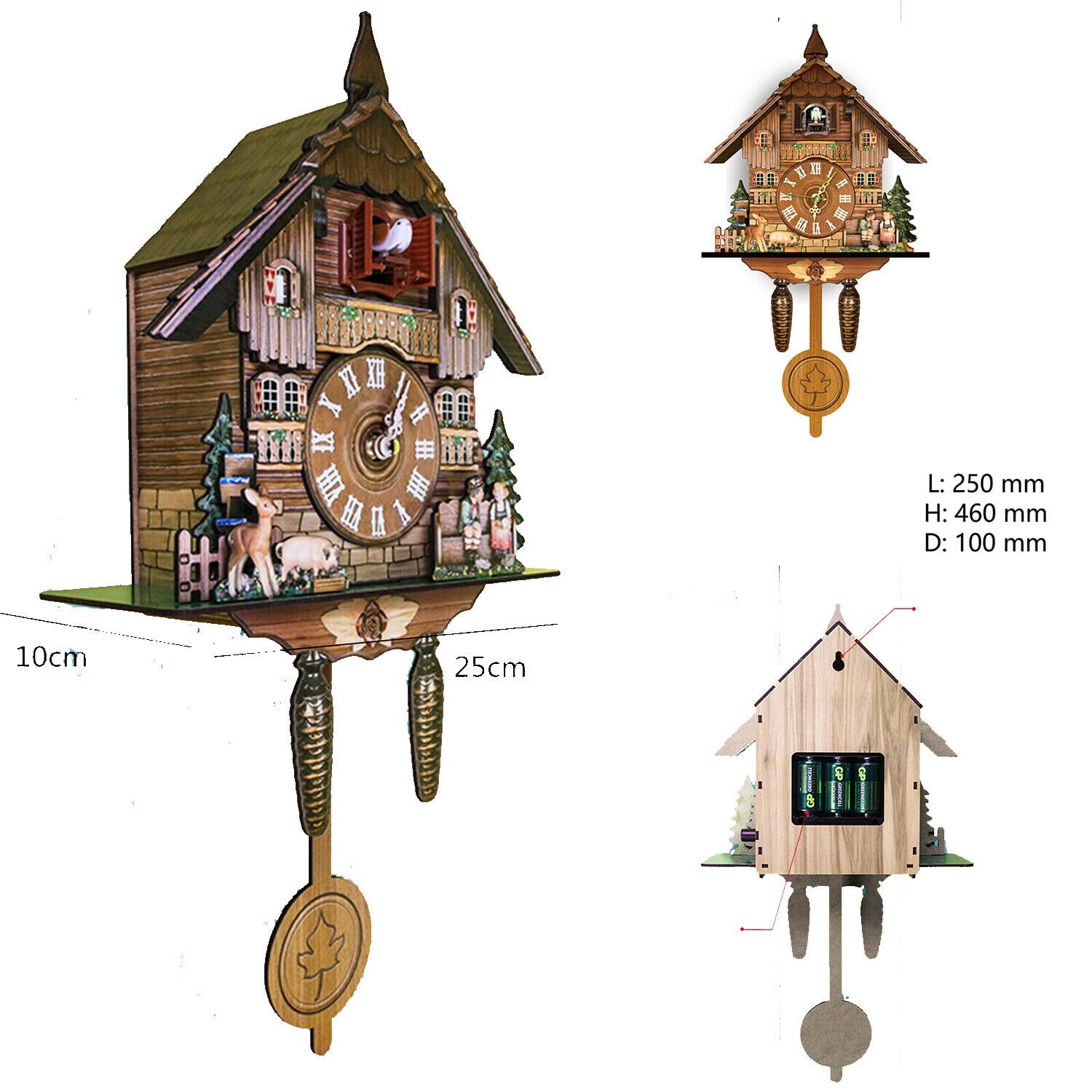 Kuckucksuhren,Holz Kuckuck Vogelhaus Wanduhr,Kuckucksuhr Schwarzwald,Vintage Wanduhr für Zuhause, Kinderzimmer, Schlafzimmer, Dekoration