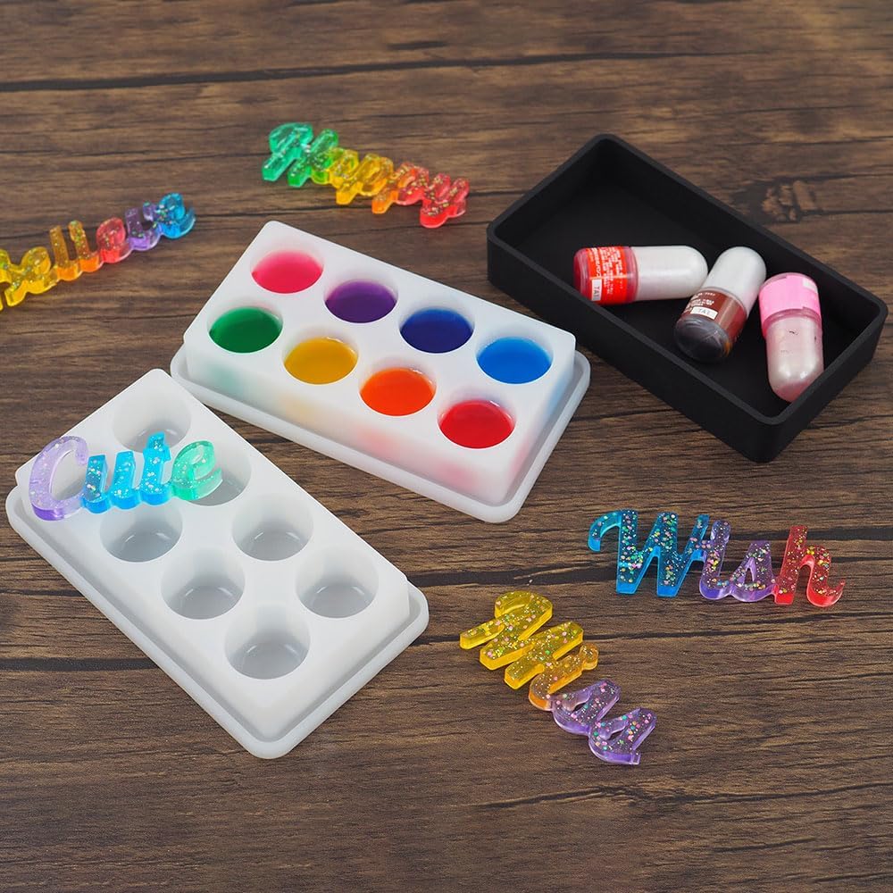 Silicone Resin Palette with Lid, Non-Stick Color Mixing Box for UV Resin Epoxy Paint and Craft Accessories Jewelry Art Tools