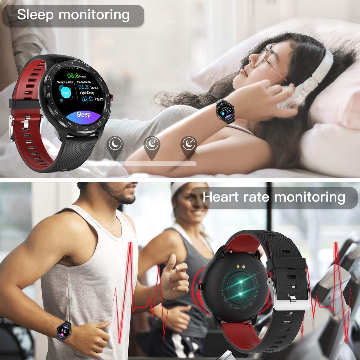 CanMixs Smart Watch for Android iOS Phones, 1.3" Touch Screen Bluetooth Fitness Tracker Watches for Men Women, IP67 Waterproof Activity Tracker with Heart Rate Monitor Sleep Compatible Samsung iPhone