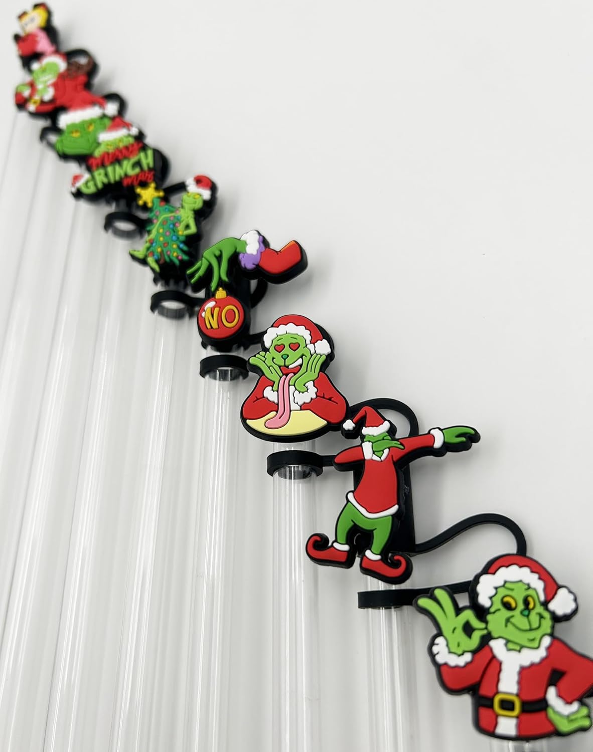 9 Pcs Straw Cover Cap for Stanley 30&40 oz Tumbler Cups, 0.4 in / 10mm Wide Cute Silicone Straw Topper Tips Lids Protectors for Compatible with Stanley Cup Straws Accessories - GreenMonster - Image 5