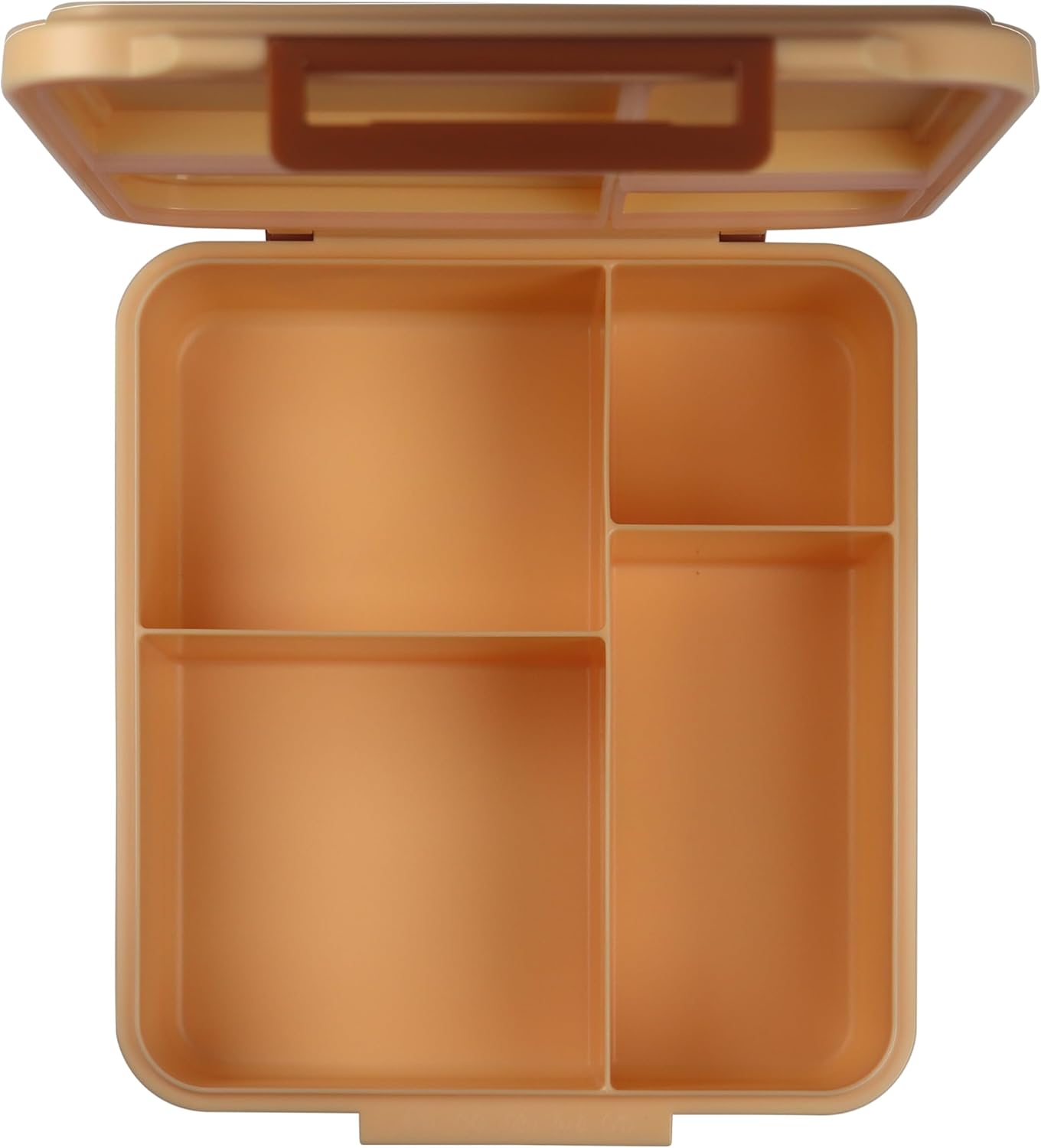 Bento Mega Lunch Box, carrying handle – 4 No-Mix Compartments | Microwave & Dishwasher Safe | for Adult, Preschool, School 1600ML, OZ (Orange Light Peach)