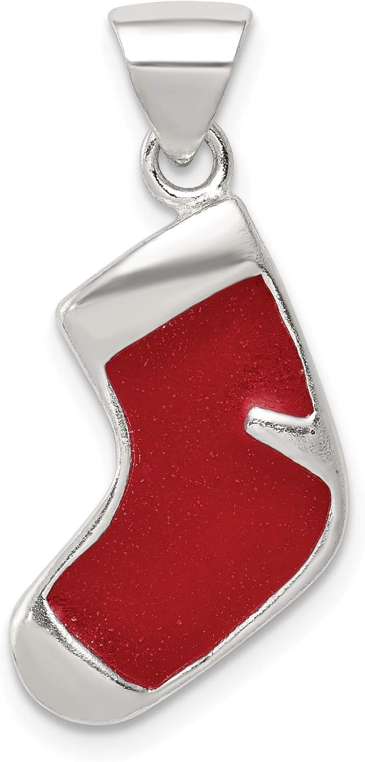 Sterling Silver Enameled Christmas Stocking Charm Fine Jewelry Gift For Her For Women