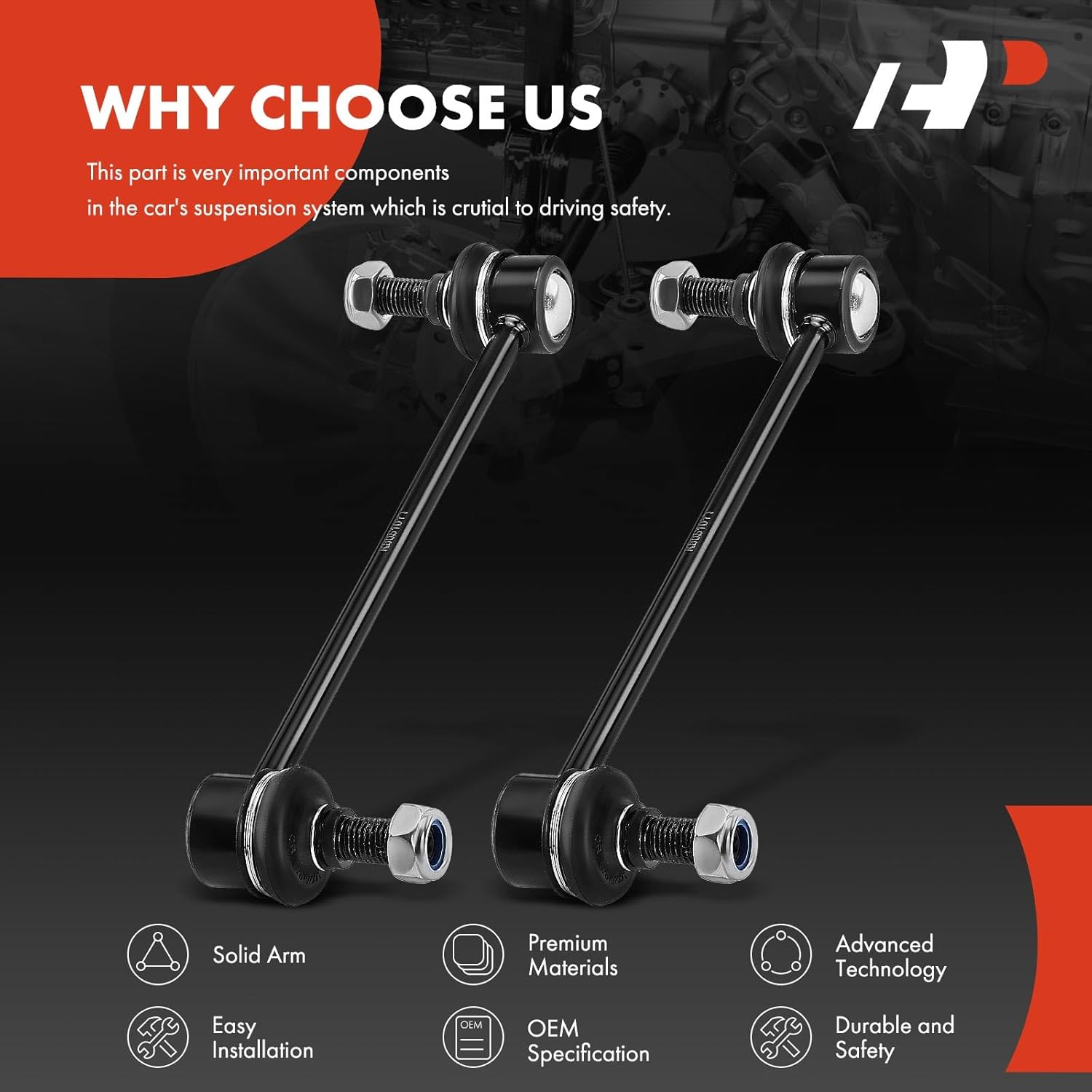 A-Premium 2 x Front Sway Bar Links Stabilizer Bar Links, Compatible with Kia Sportage 2005-2010, Hyundai Tucson 2005-2009