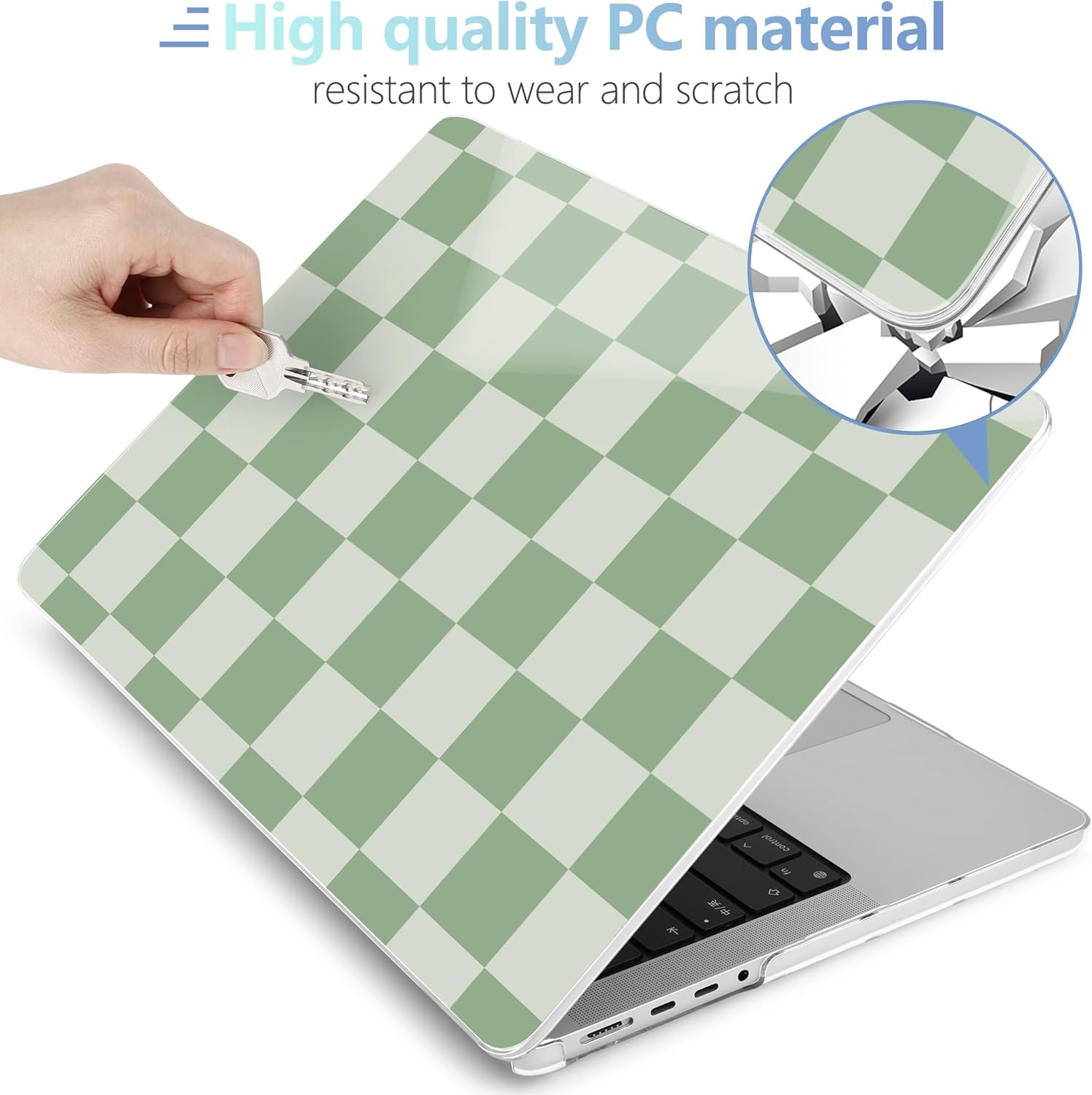 MEEgoodo Compatible with MacBook Pro 14 inch Case (M5/M4/M3/M2/M1) Pro/Max 2026 2025 2024 2023 2021, Case Fit Model A3427/A3426/A3434/A3112/A3401/A3185/A2918/A2992/A2779/A2442, Green Checkered
