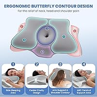 Vista 3 de JINXIA Almohada cervical cervical para dormir, almohadas de espuma viscoelástica inodoras y funda de enfriamiento, almohada ortopédica ergonómica