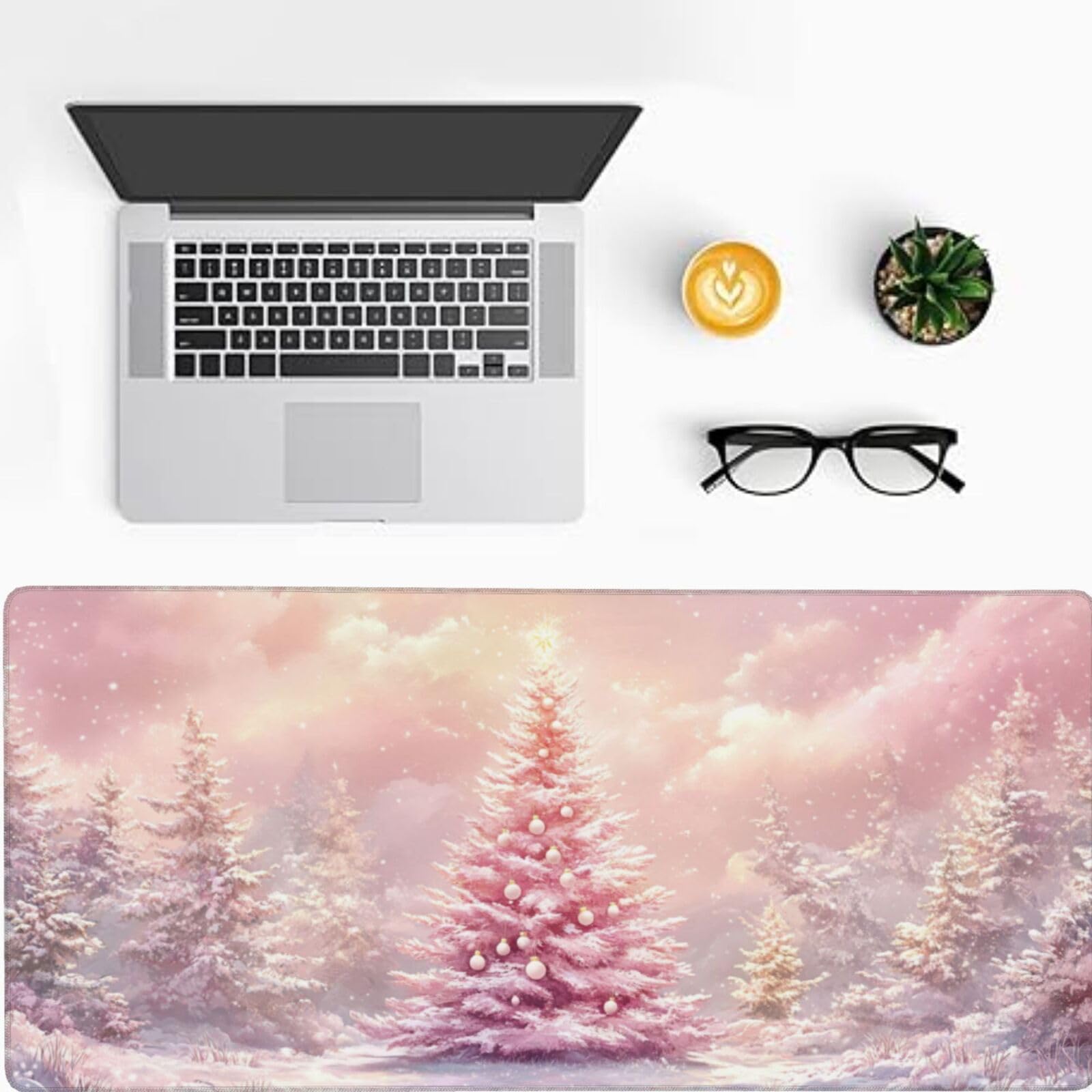 Rosa Tappetino Gaming 800x300x3mm XXL Grande Tappetino ScrivaniaAlbero di Natale, Bordi Cuciti Tappetino per Mouse ad Tracciamento di Precisione Migliora precisione e velocità, Accessori Ufficio-z290