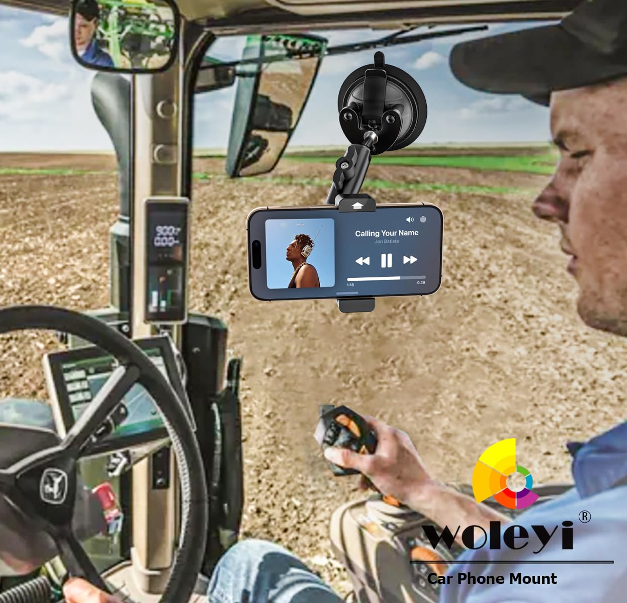 Support Téléphone Tracteur/Voiture en Métal [Bras Réglable en Aluminium] Support Tableau de Bord Pare-Brise Vitre avec Grande Ventouse pour Tous Les Téléphones, iPhone 17 16 15 Pro Max, etc
