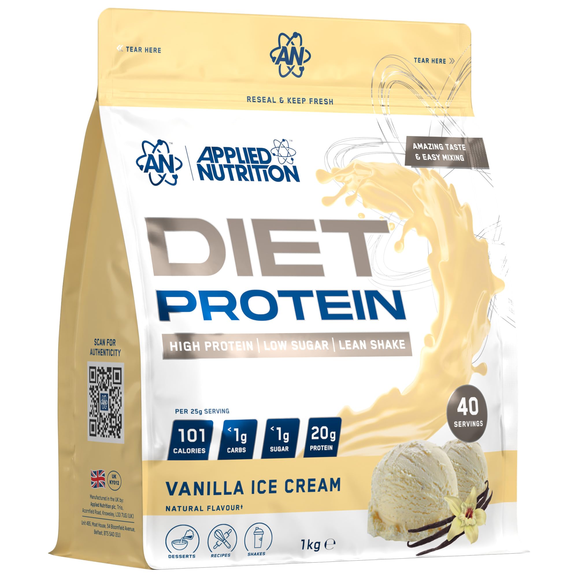 Applied Nutrition Diet Protein Vanilla Flavour 1Kg Lloyds Pharmacy