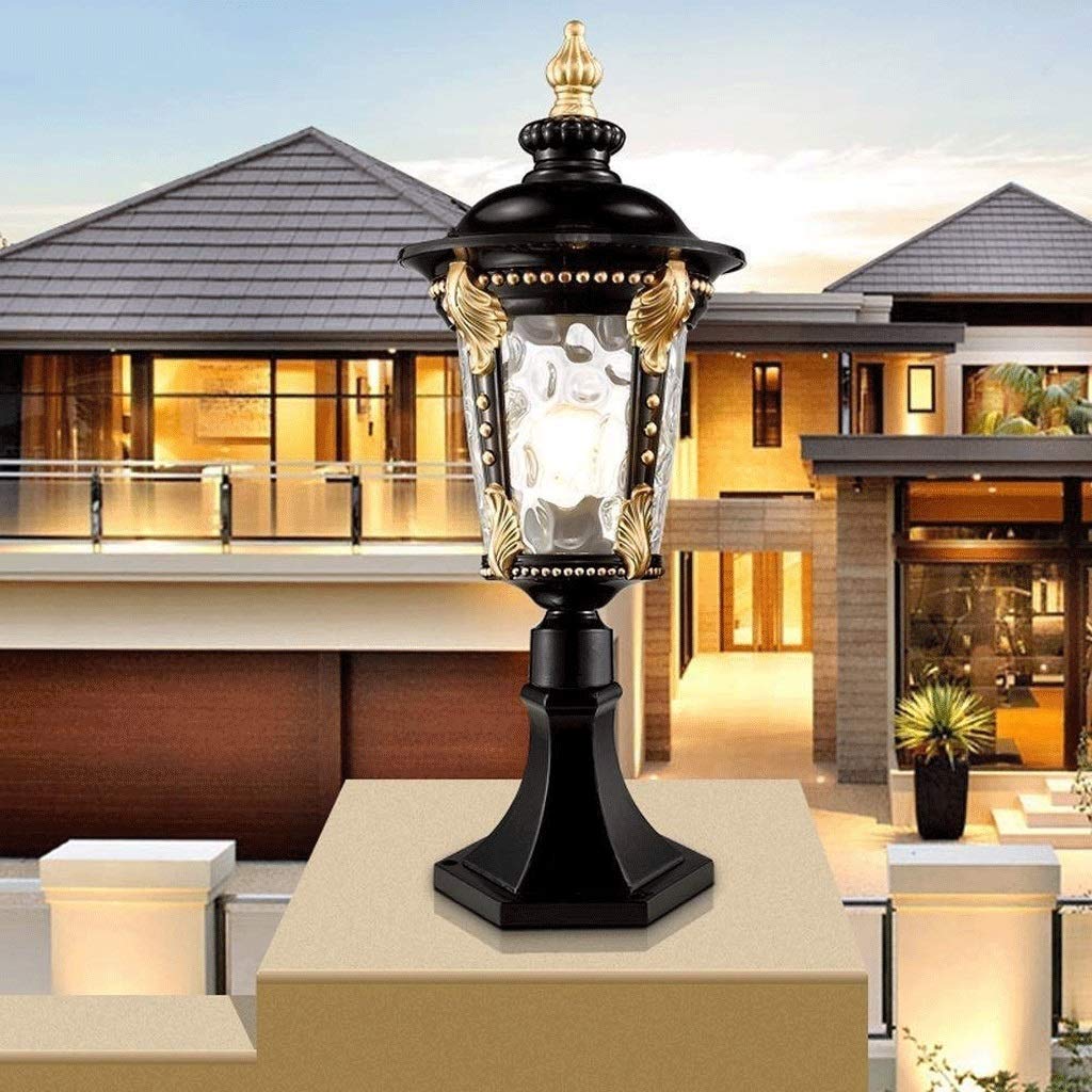 Faro de columna de aluminio fundido con base de ajuste de 7.6 cm para montaje en poste de poste de jardín al aire libre,