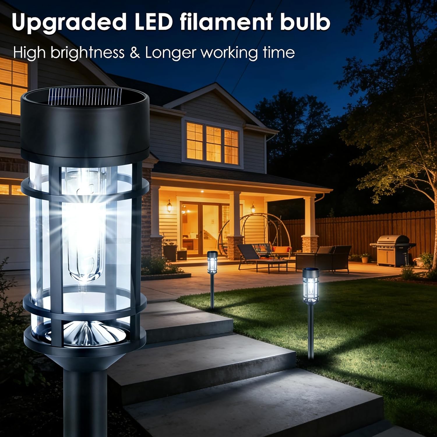 Mancra Solar Pathway Lights Outdoor, 8 Pack Metal Glass Solar Lights Outdoor Waterproof Auto On/Off Landscape Path Lighting Garden Decor for Yard Walkway Driveway, Cool White - Image 7