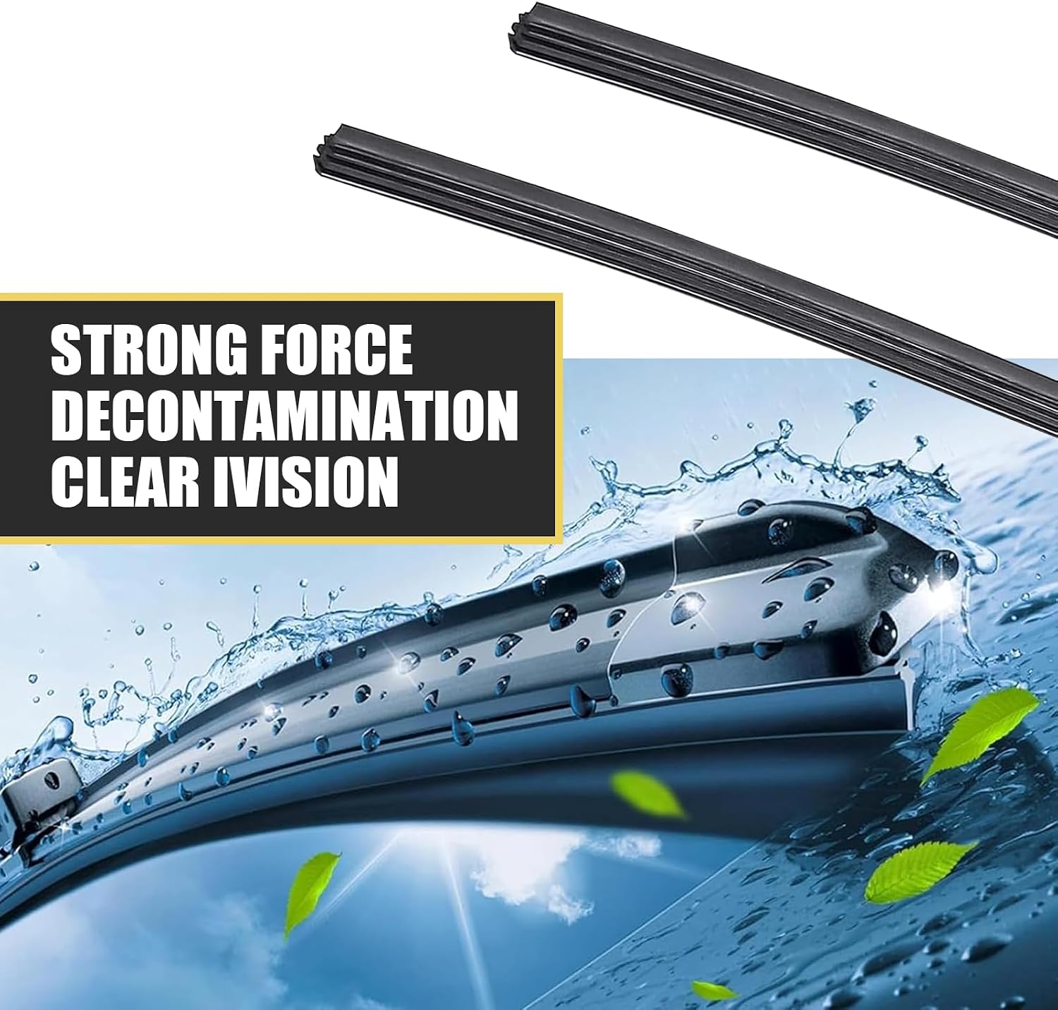 4 PCS 28" Silicone Frameless Wiper Blade Refill, Waterproof Boneless Wiper Inserts, Windshield Rubber Strip Replacement, Universal for Most Cars, Trucks, SUVs (Black)