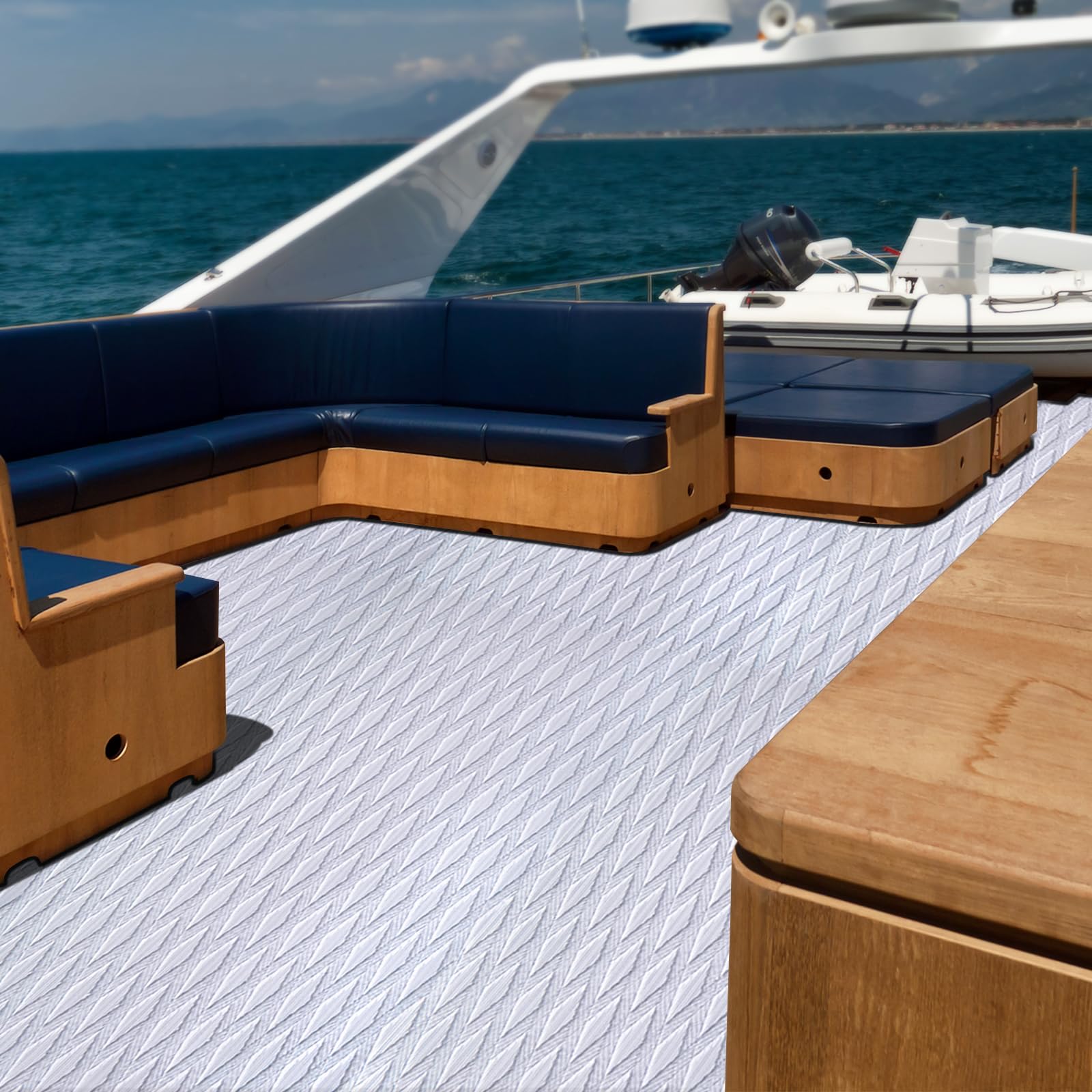 Tappeto in schiuma EVA per barche, 230 * 55 cm, rivestimento in legno teak, tappeto autoadesivo per ponte, tappetino antiscivolo per yacht, barche, ponti di navi e motoscafi