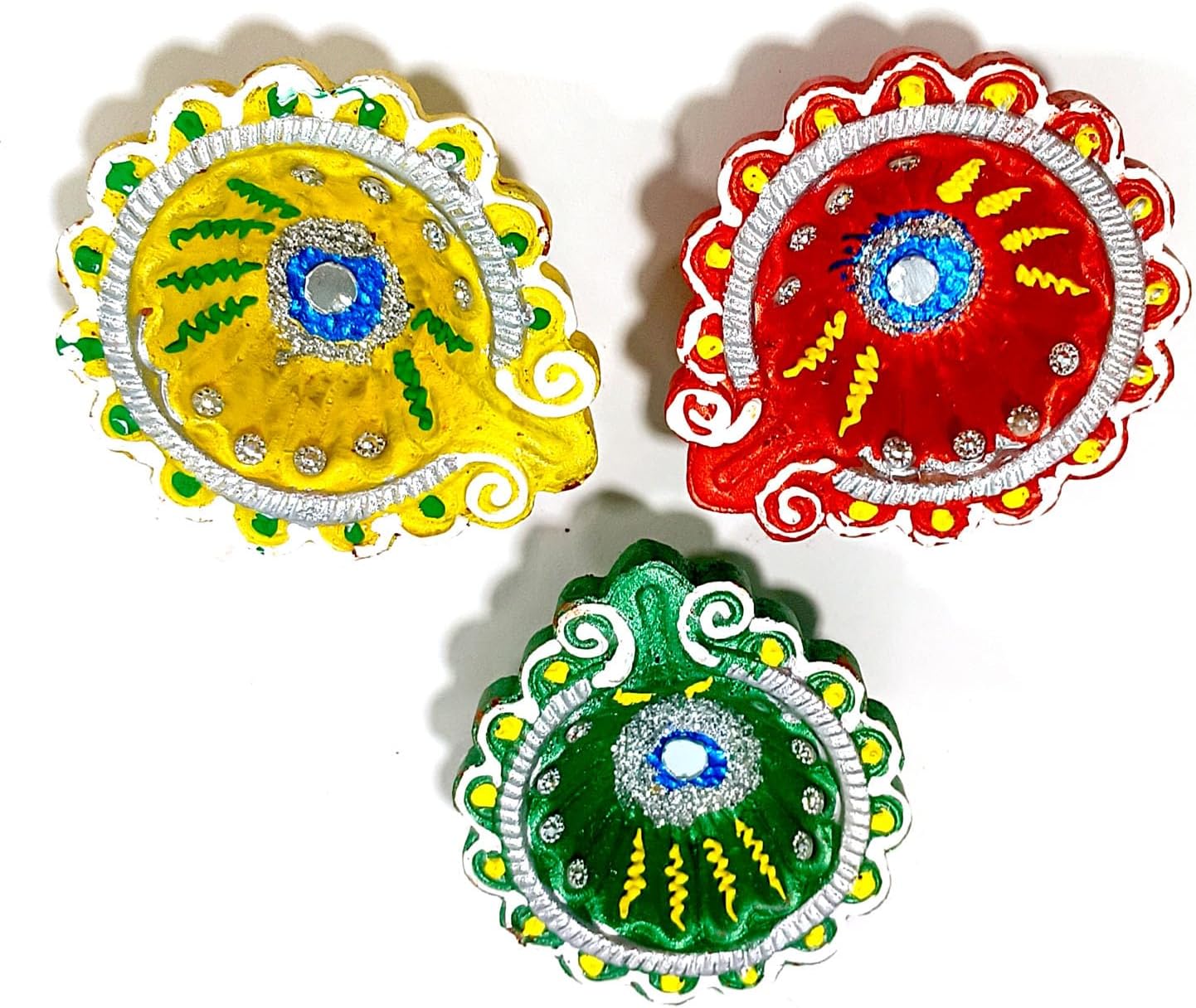 Set of 6 Deepawali Special Clay Diya Home Decor and Festivities Carved Beautifully Out of Clay for This Festival Diyas are an Essential Part of Diwali Decorative Earthen Diya (Multicolor ) image 2
