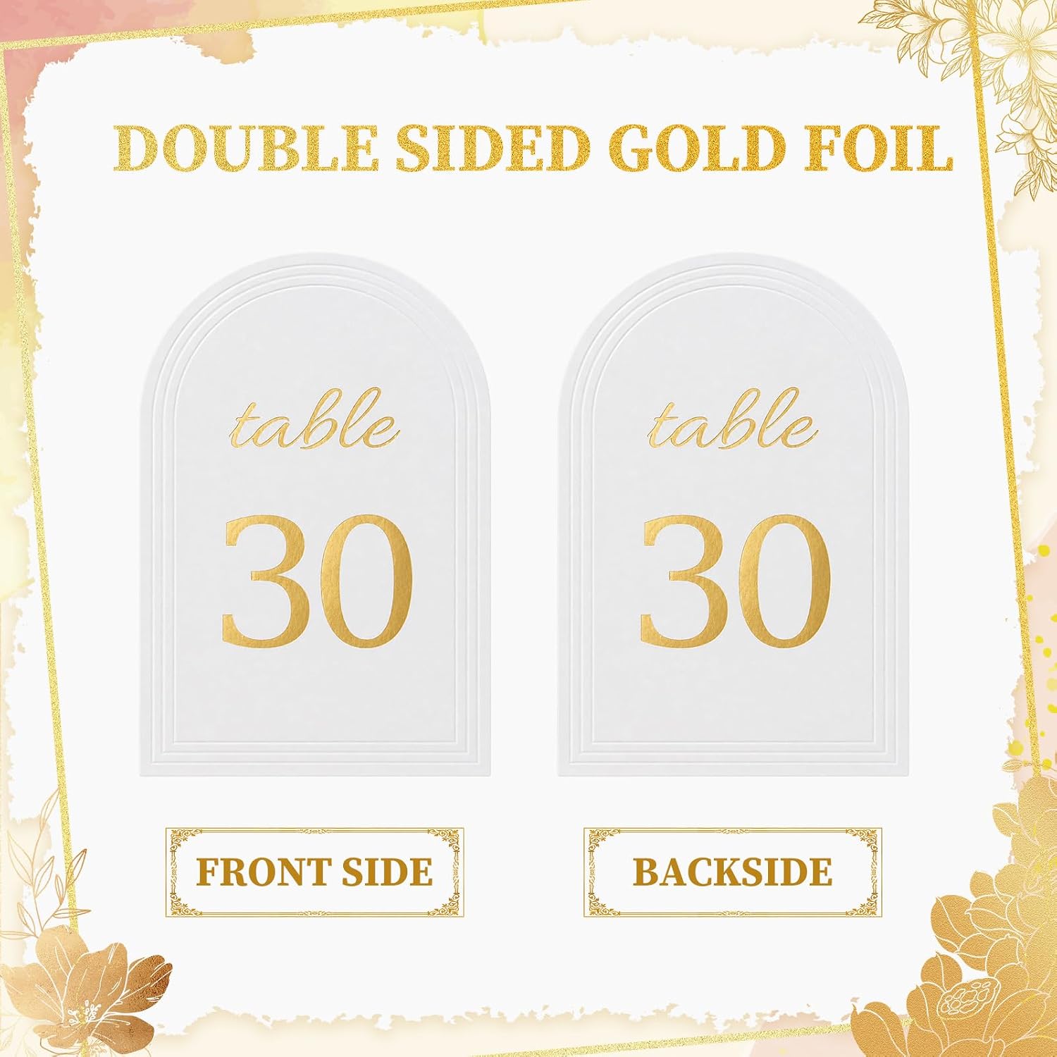 SiliFine 31 Sets Table Number Cards with Gold Wooden Holders, 1-30 Arched