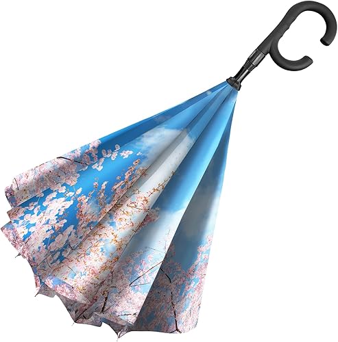 Miniatura 2 de RainCaper Paraguas invertido invertido (de adentro hacia afuera) a prueba de viento de arte fino con apertura inversa al revés Paraguas con mango