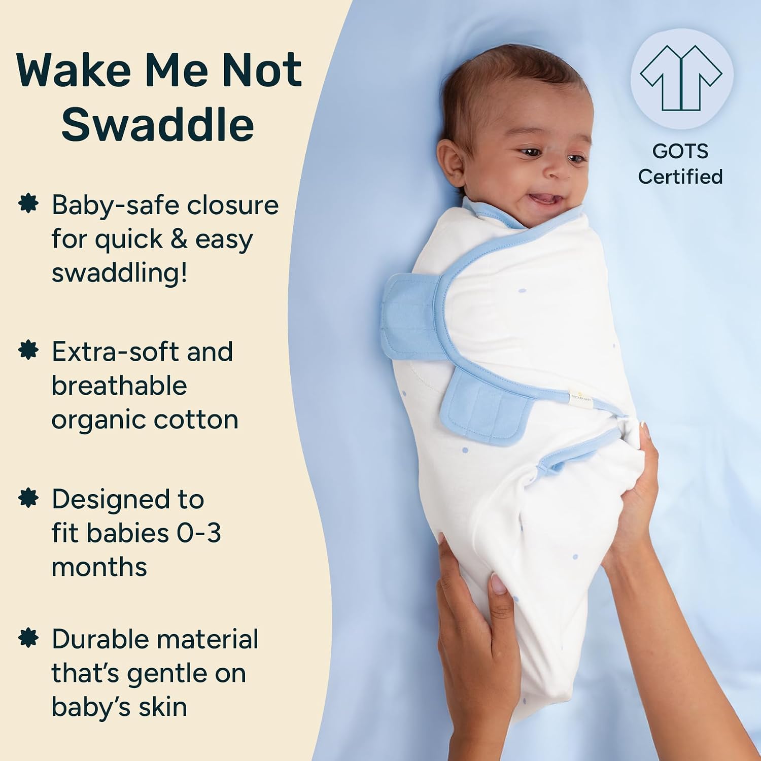 Swaddle Wrap for Newborns – Premium Organic Cotton, Wake Me Not Swaddle with Baby-Safe Closure, Ultra-Soft & Snug Sleep Sack, Breathable Swaddling Blanket, Gift for 0-3 Months
