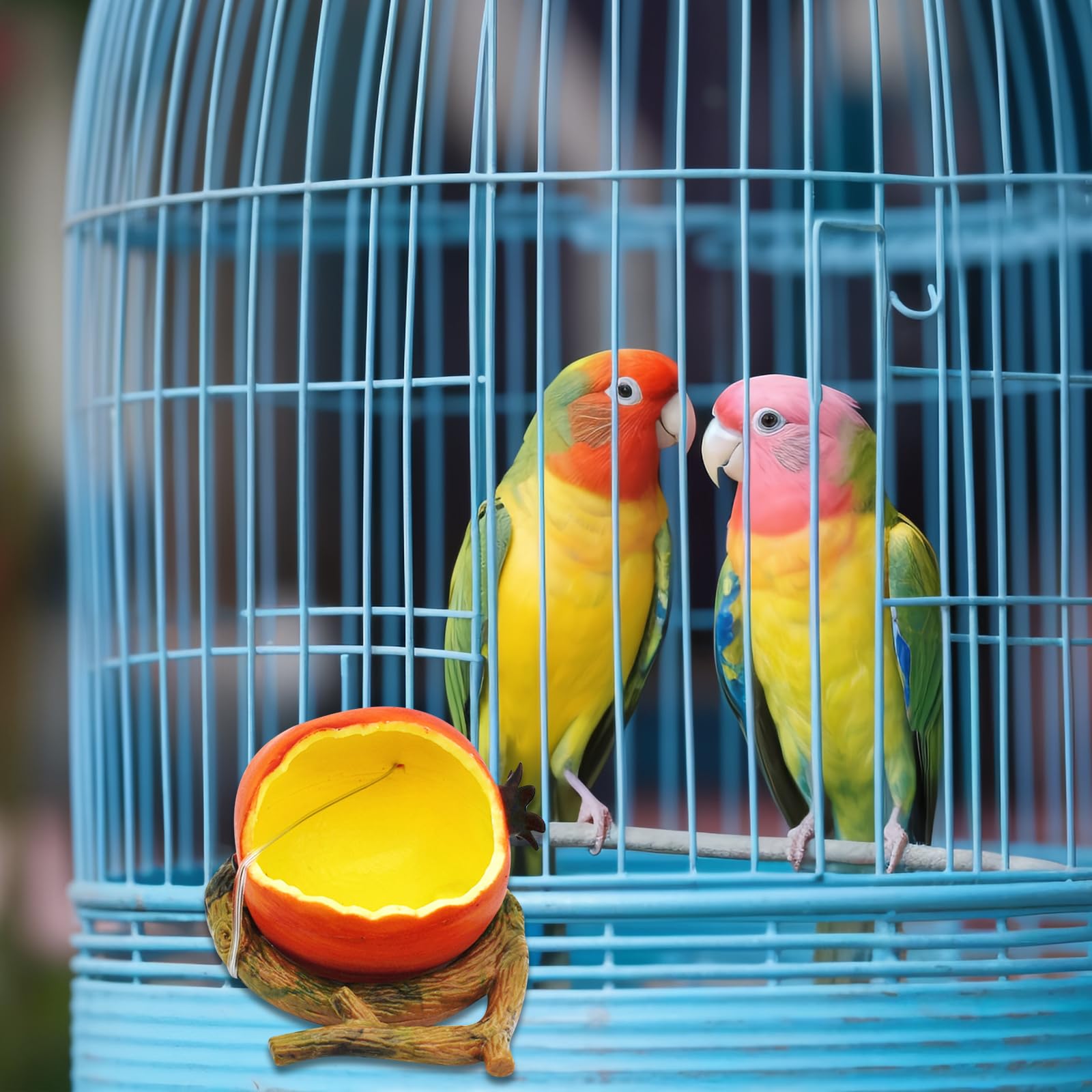 Naczynie do karmienia ptaków, miska na wodę, klatka dla ptaków, wiszący pojemnik na żywność na nasiona, bez bałaganu, akcesoria do klatki dla papug, budgie, gołąbków, kakadu, papugi (czerwony