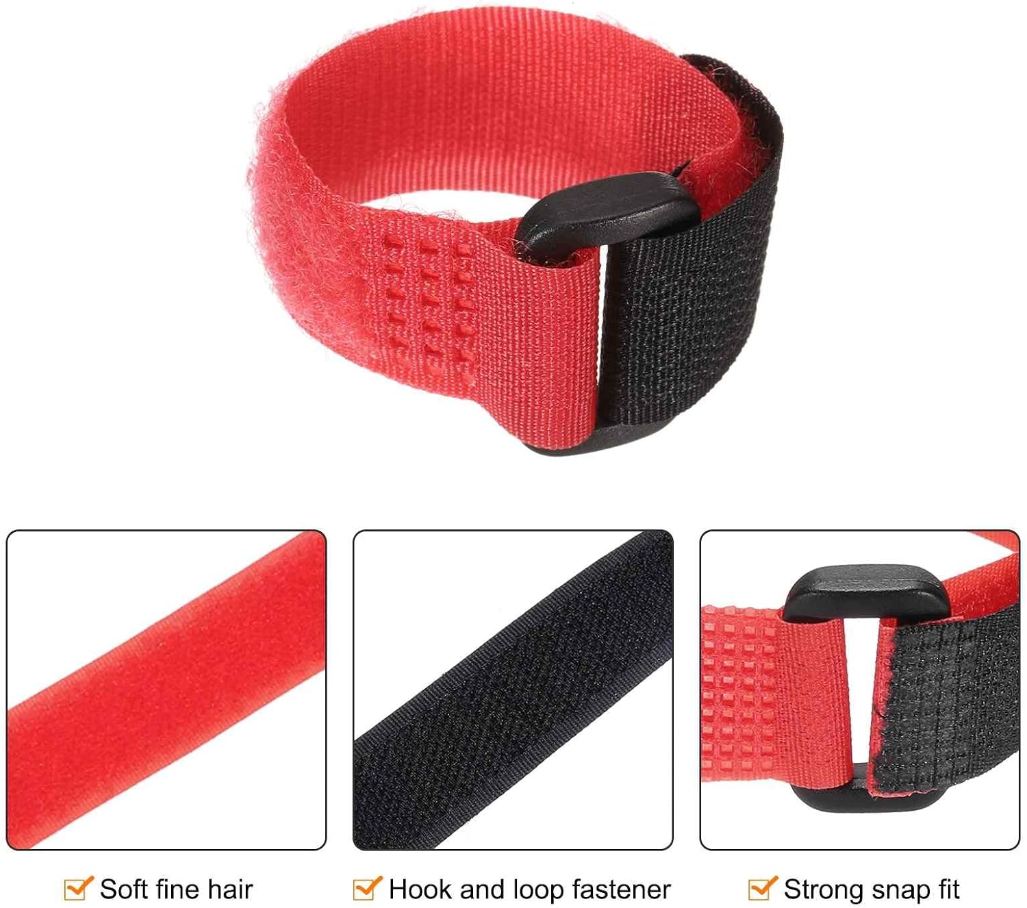 MECCANIXITY 6 Pcs Reusable Battery Tie Down Straps, 0.8"x6" Nylon Multipurpose Battery Hold Down Adjustable Cinch Strap Hook Loop Fastening Tie for Quadcopters FPV RC Drone Boat Car, Red