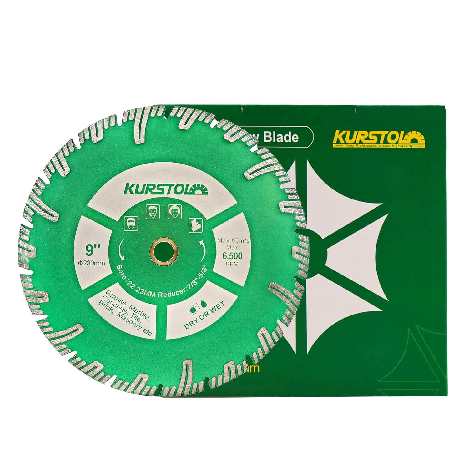 Granite Diamond Cutting Blade - 9"/230mm Concrete Cutting Disc for Marble Stone Tile Quartz Angle Grinder Saw Blade with a Reducer Washer 7/8"-5/8"