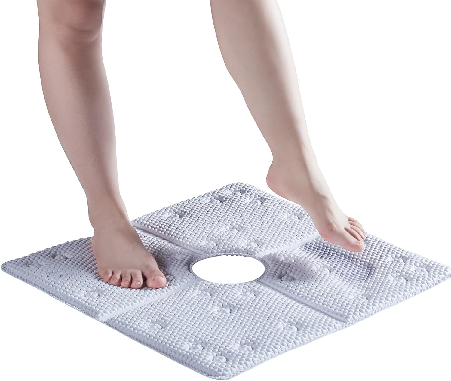 Webos Bathtub Mat Non Slip: Soft Safety Foam Bath Mat for Tub Suitable for Families Extra Large 17 X 36Inch with Drain Holes and Suction Cups Massage Tub & Shower Mat for Bathroom (Dark Grey)
