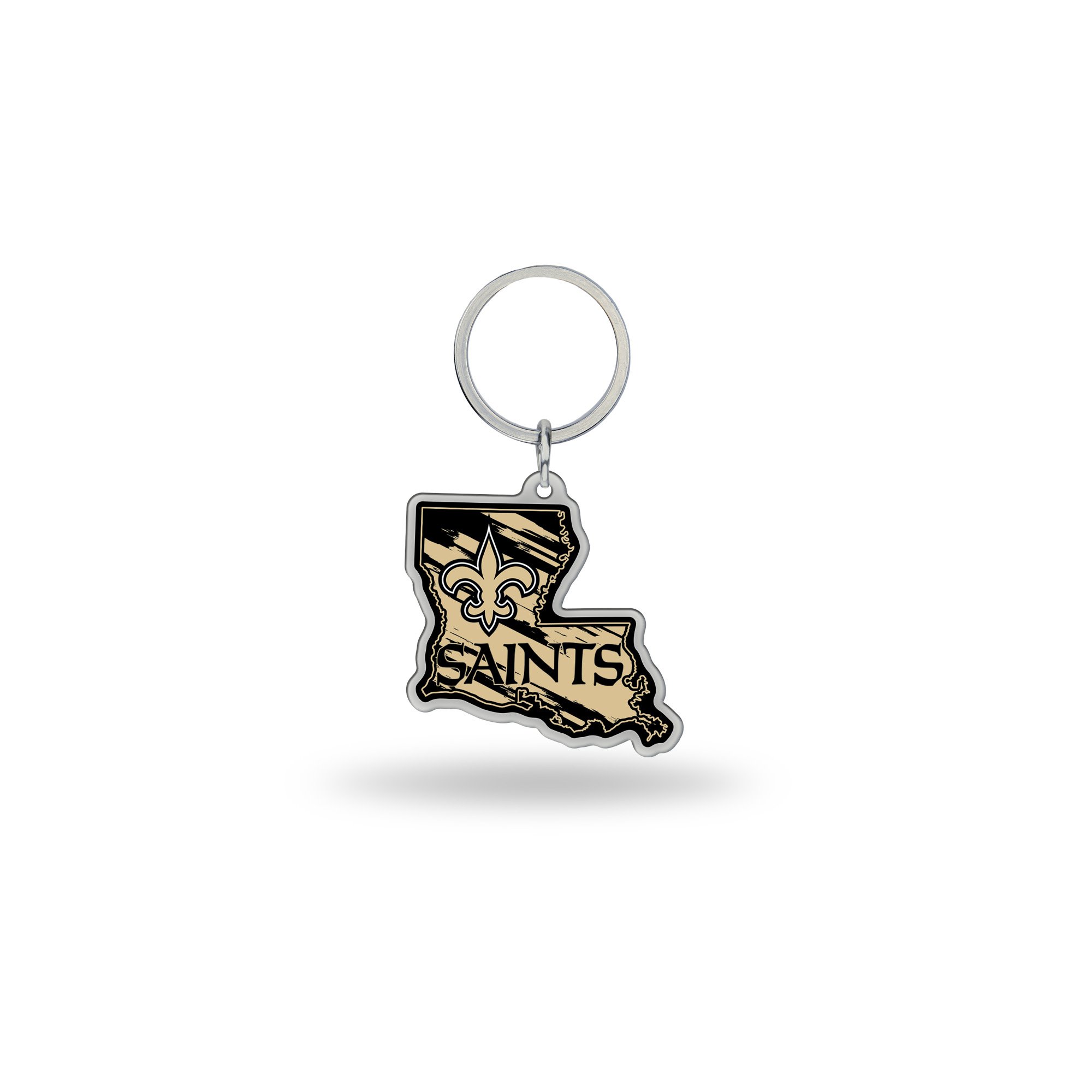 Rico Industries NFL Football New Orleans Saints State Shape Keyring 2" x 3"