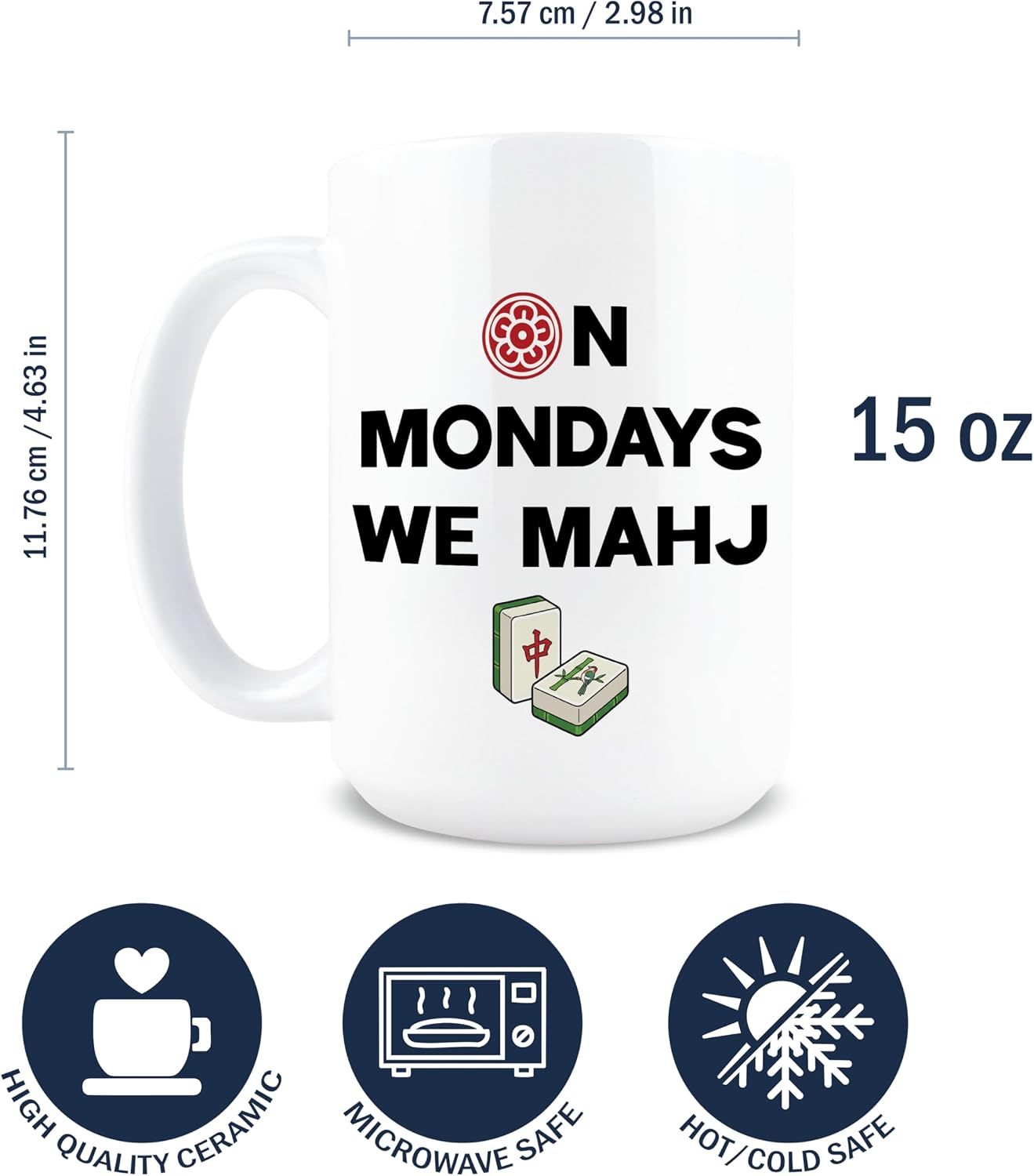 Mahjong Mug, Mahjong Coffee Mug, Mah Jongg Gifts, Mah Jong Gifts for Women, On Mondays We Mahj, Novelty Coffee Cup, 15oz Ceramic Cup, Board Game Lover, Tile Game, Mahj Monday, Tea Lover image 2